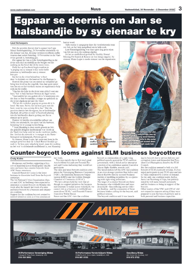 Vaalweekblad, 30 Novemder – 2 Desember 2022 page 3