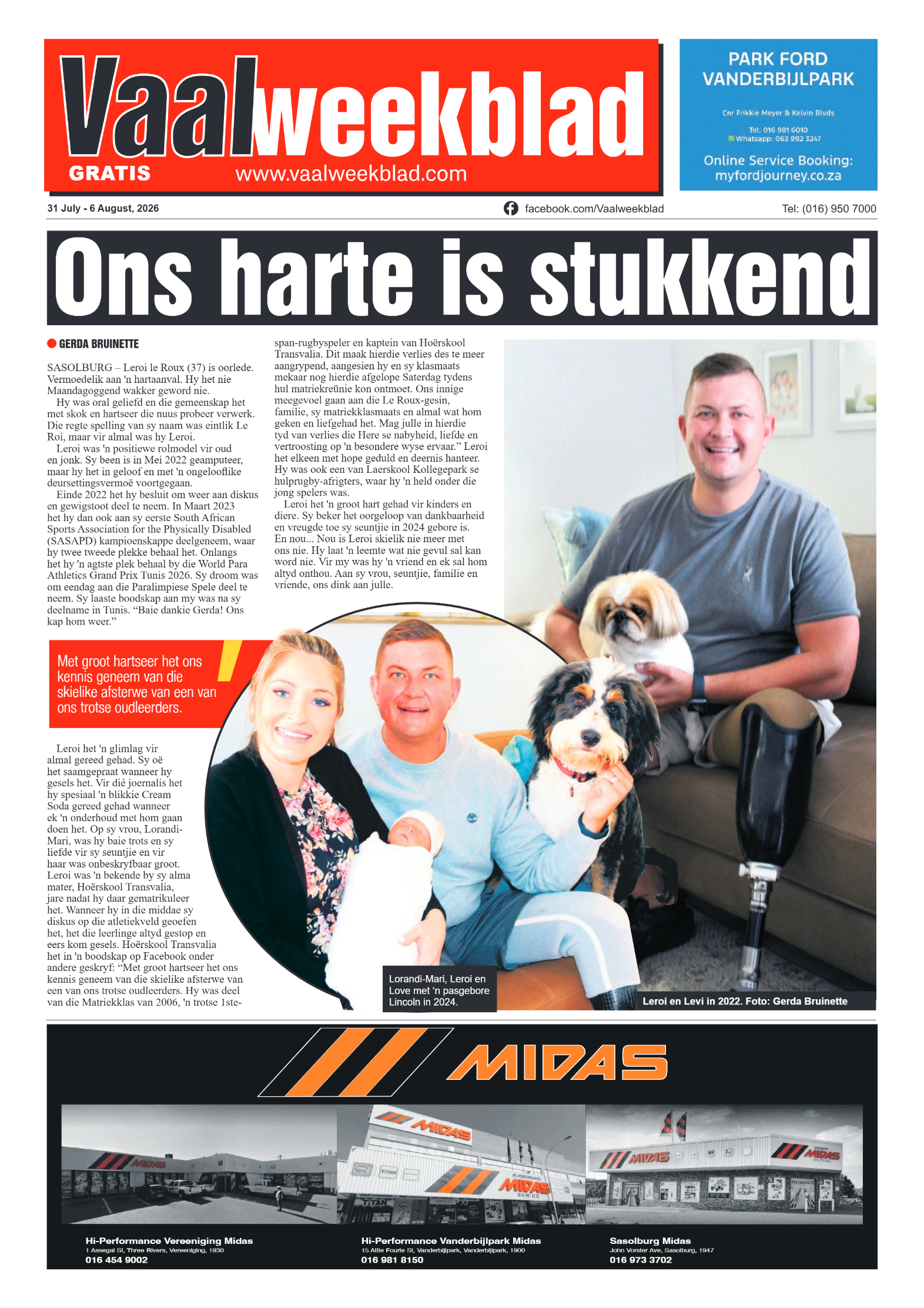 Vaalweekblad – 31 Julie 2026 page 1