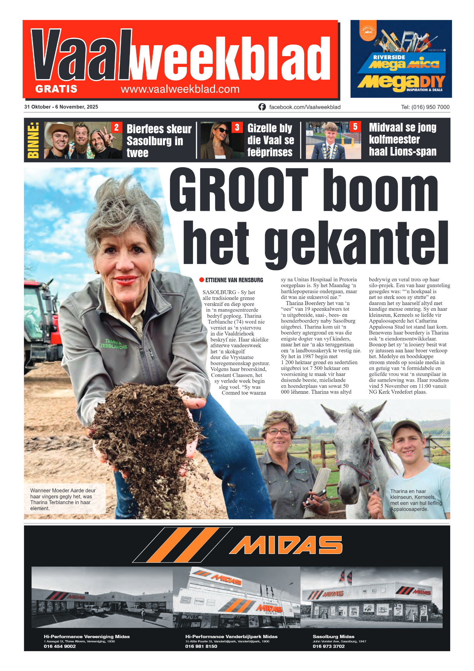 Vaalweekblad 31 Oktober – 6 November, 2025 page 1