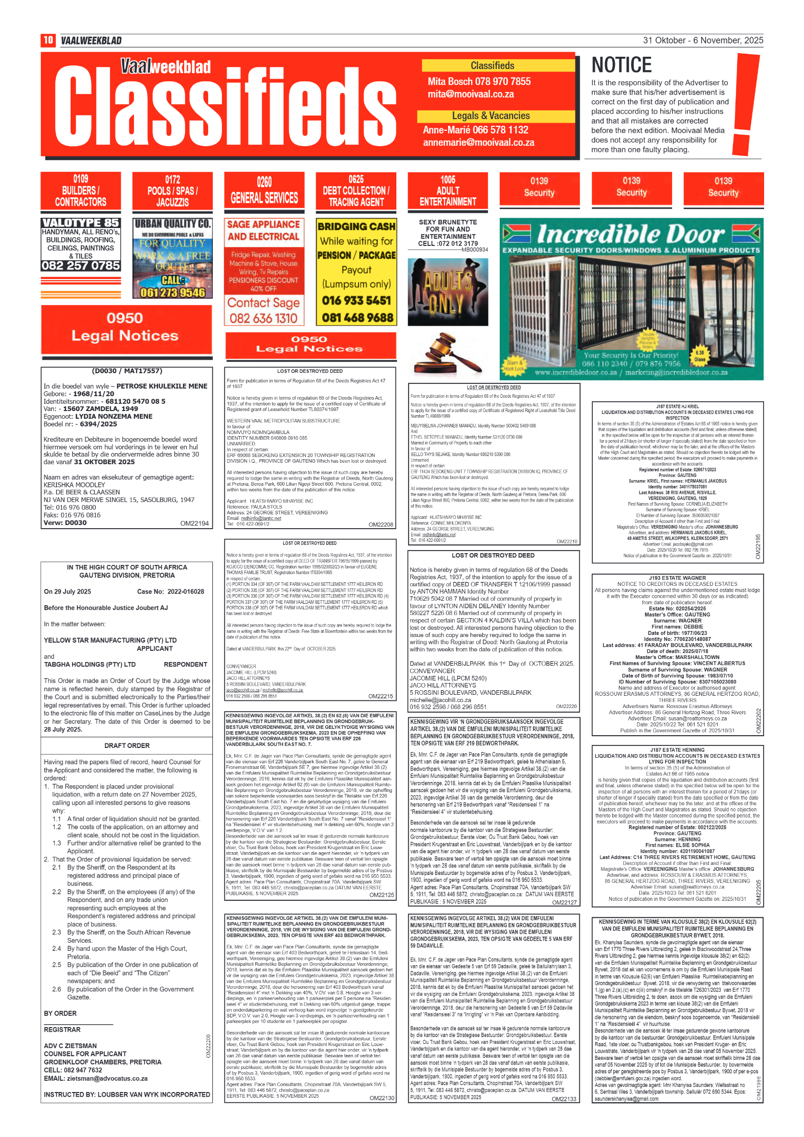 Vaalweekblad 31 Oktober – 6 November, 2025 page 10