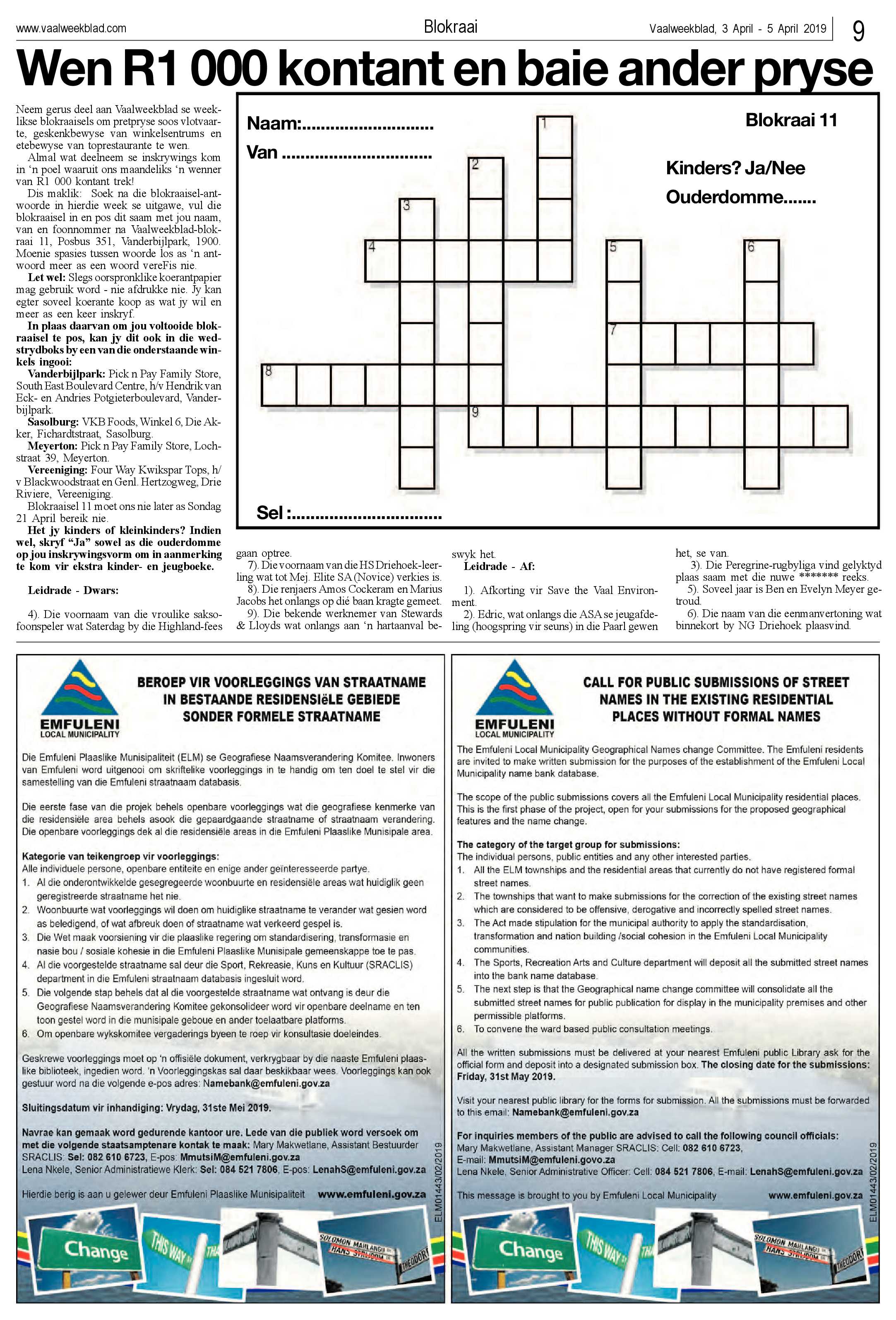 Vaalweekblad 3 – 5 April 2019 page 9