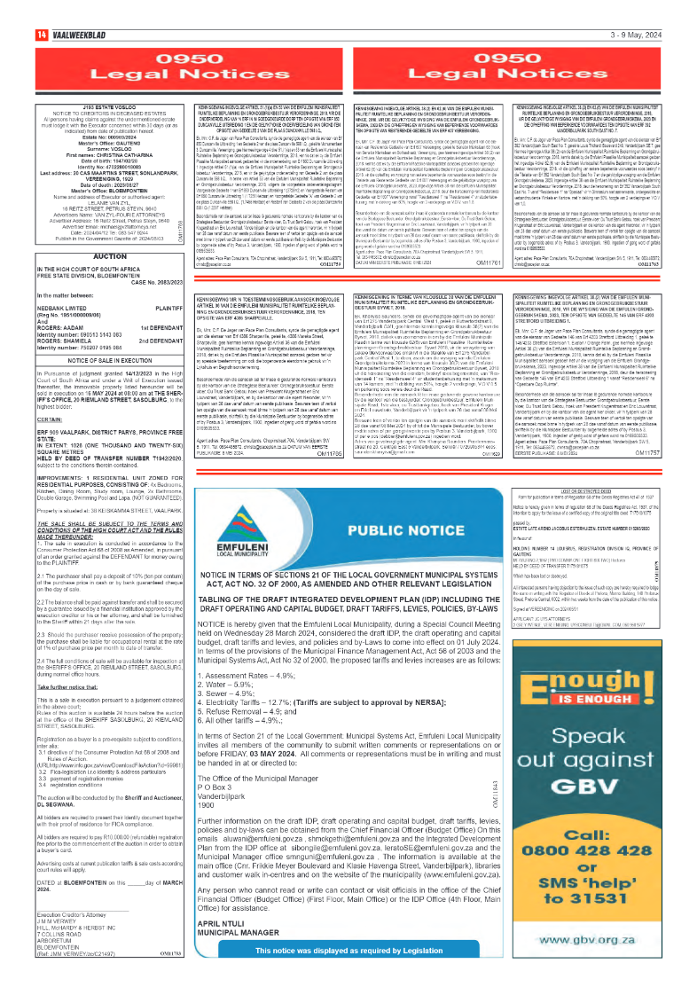 Vaalweekblad 3 – 9 May, 2024 page 14