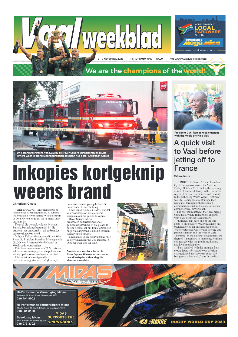 Vaalweekblad, 3 – 9 November, 2023 page 1