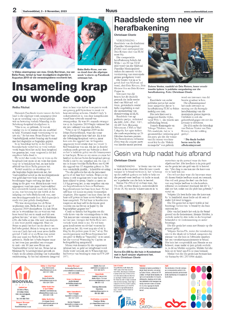 Vaalweekblad, 3 – 9 November, 2023 page 2