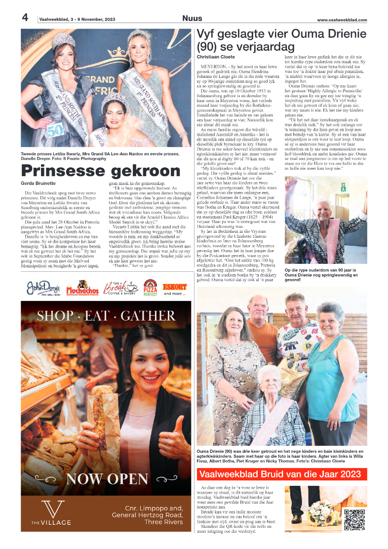 Vaalweekblad, 3 – 9 November, 2023 page 4