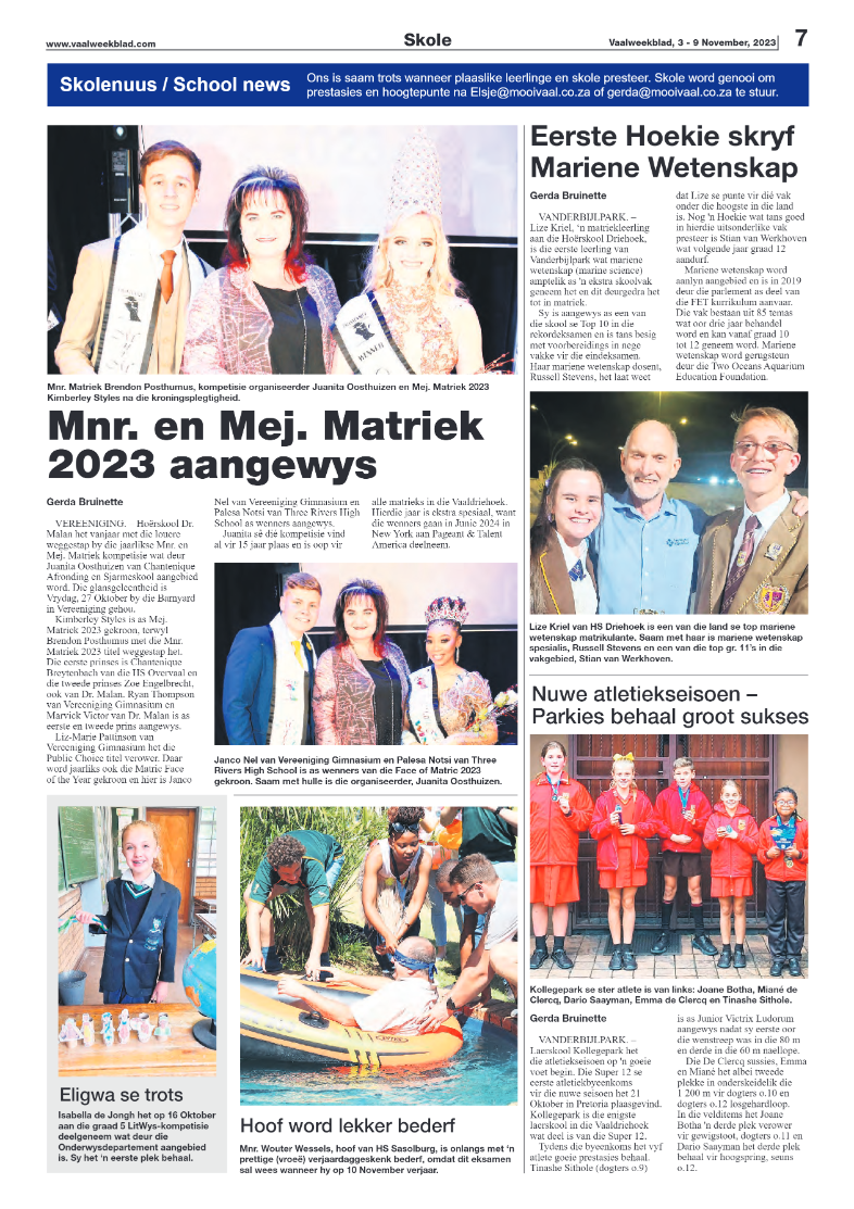 Vaalweekblad, 3 – 9 November, 2023 page 7