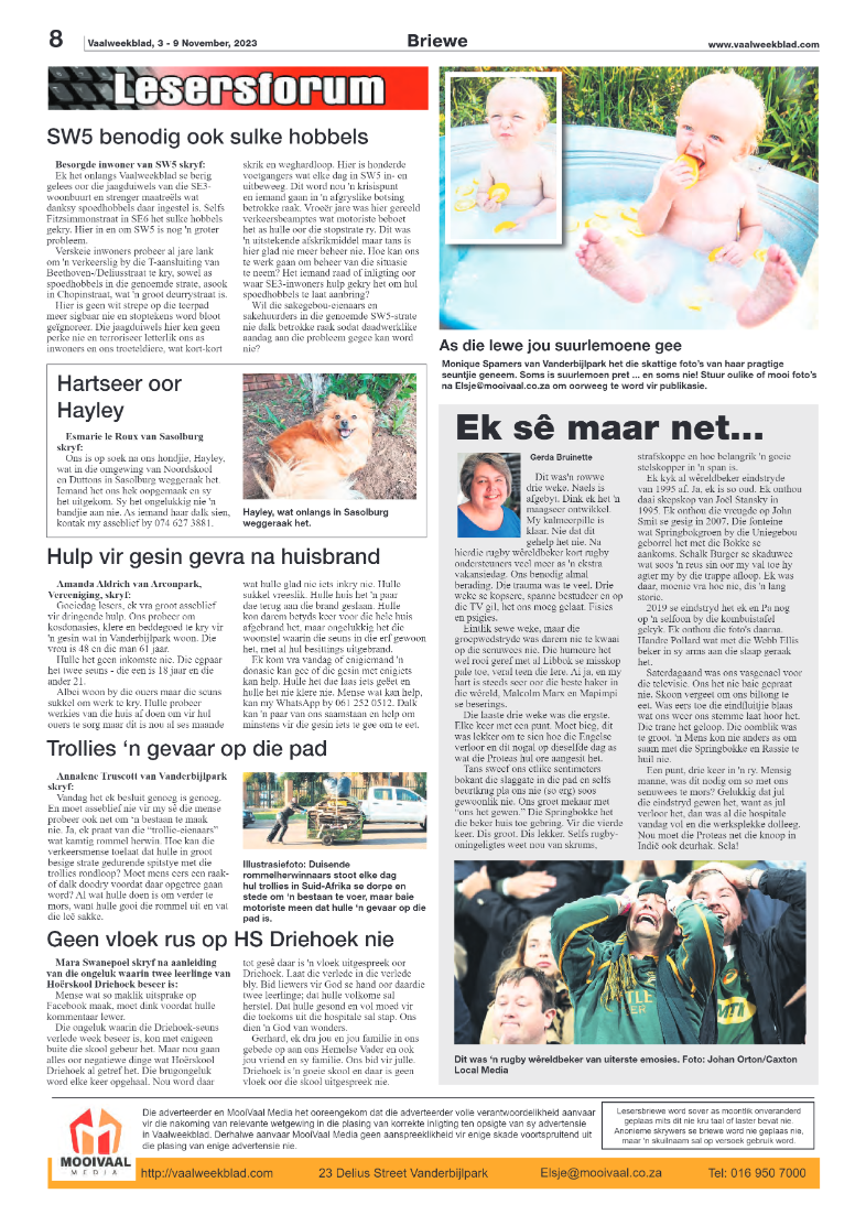 Vaalweekblad, 3 – 9 November, 2023 page 8