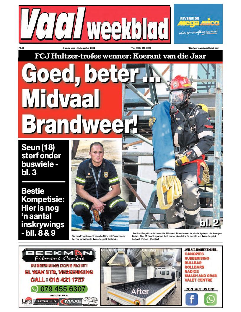 Vaalweekblad, 3 Augustus – 5 Augustus 2022 page 1