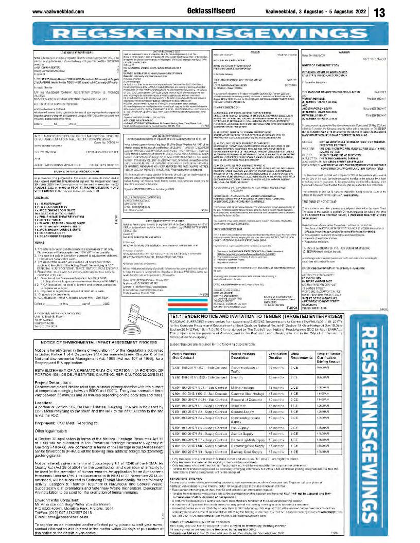 Vaalweekblad, 3 Augustus – 5 Augustus 2022 page 13