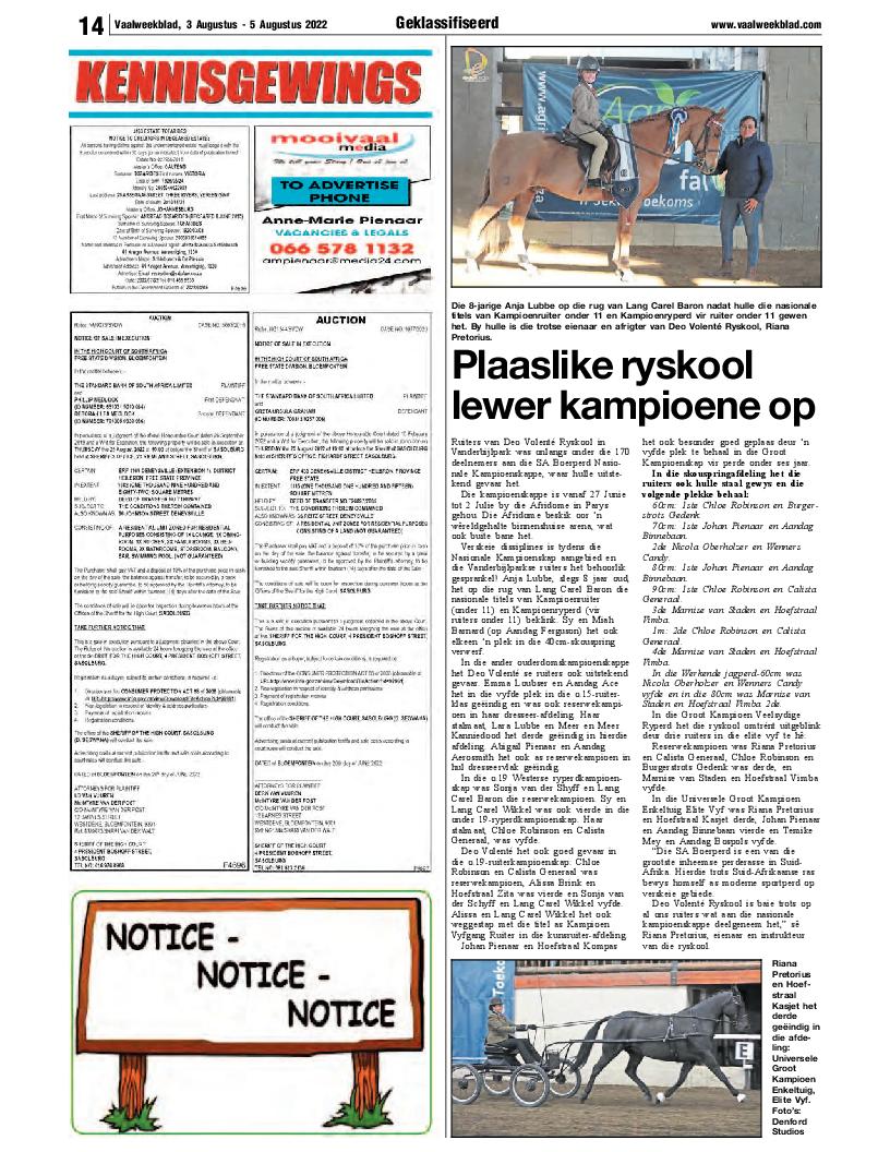 Vaalweekblad, 3 Augustus – 5 Augustus 2022 page 14