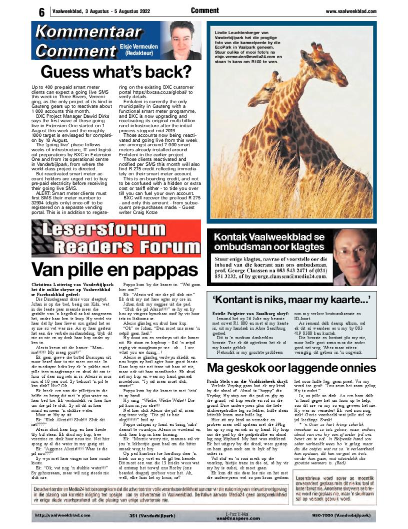 Vaalweekblad, 3 Augustus – 5 Augustus 2022 page 6