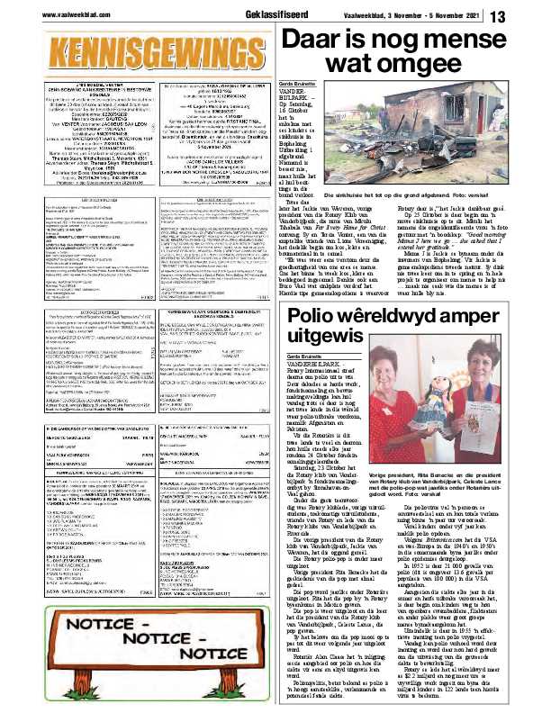 Vaalweekblad 3 November – 5 November 2021 page 13