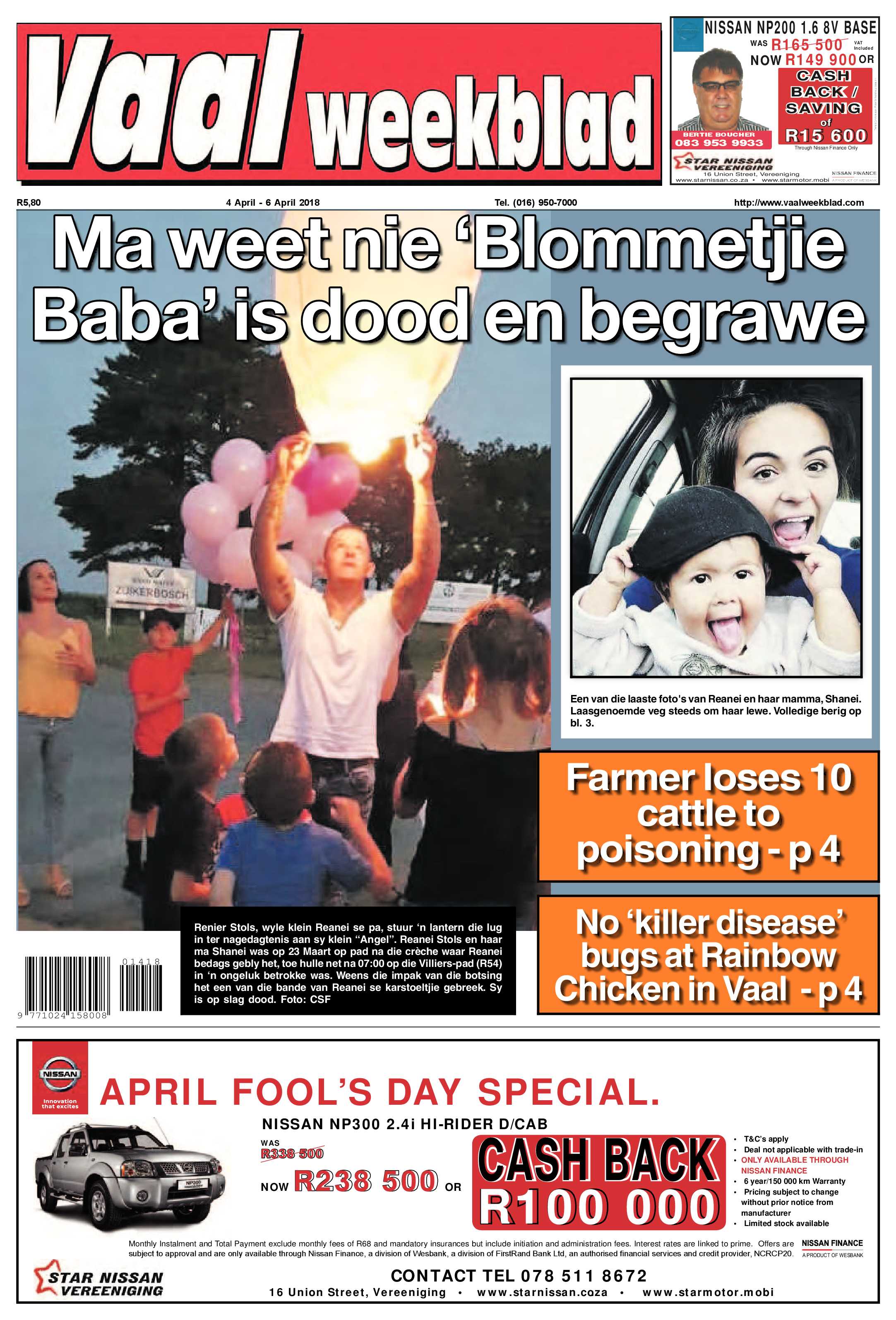 Vaalweekblad 4 – 6 April 2018 page 1
