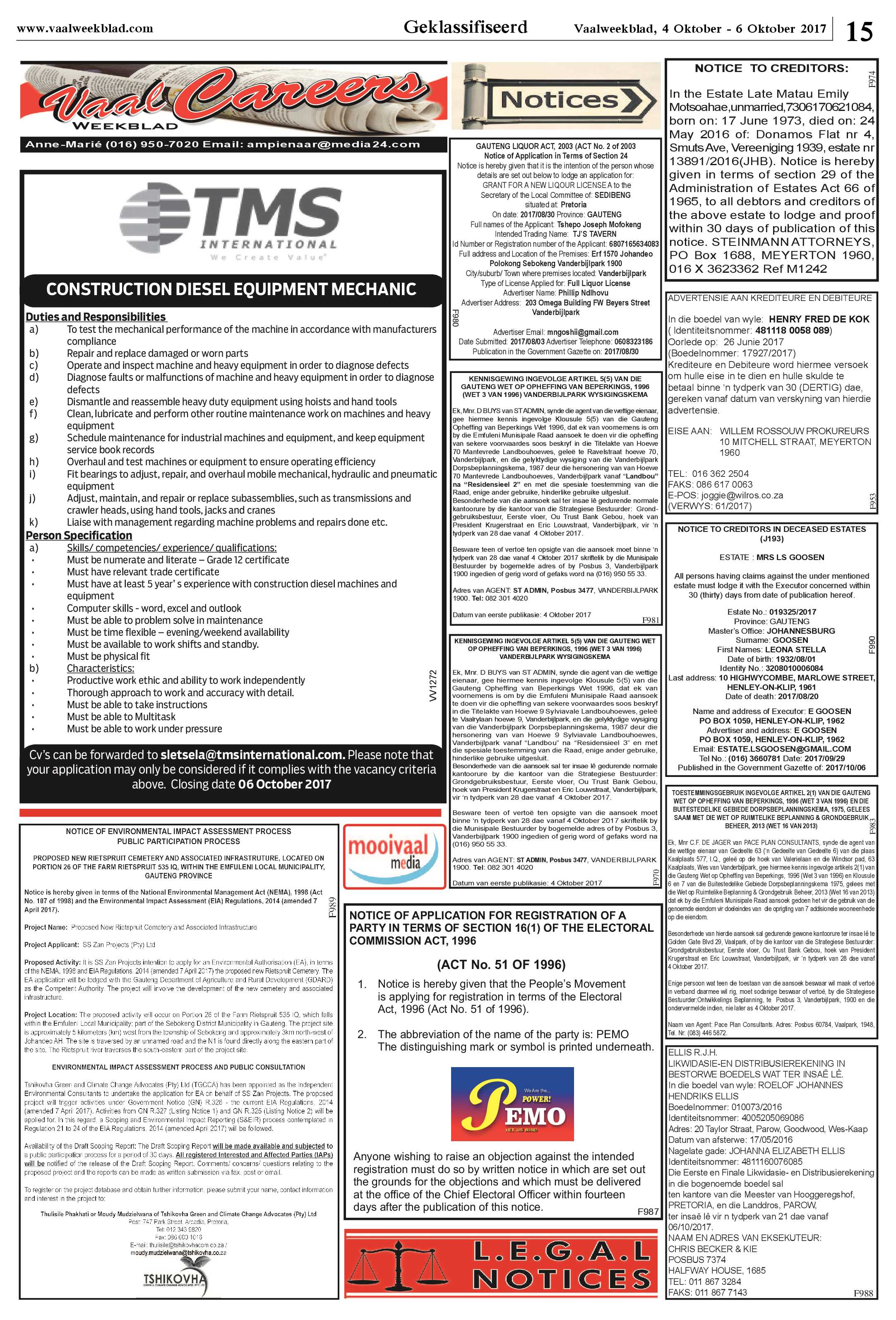 Vaalweekblad 4 – 6 Oktober 2017 page 15