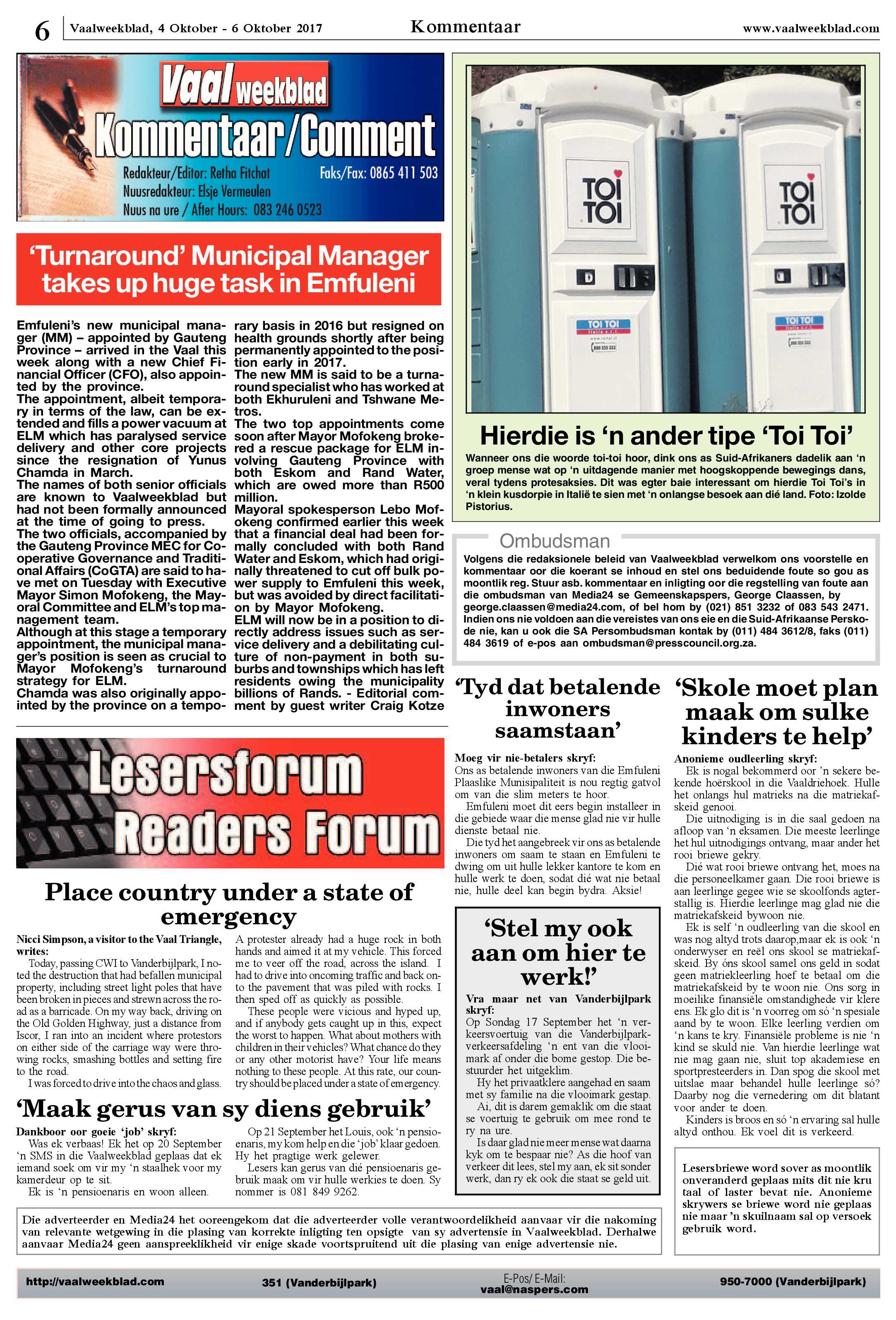 Vaalweekblad 4 – 6 Oktober 2017 page 6