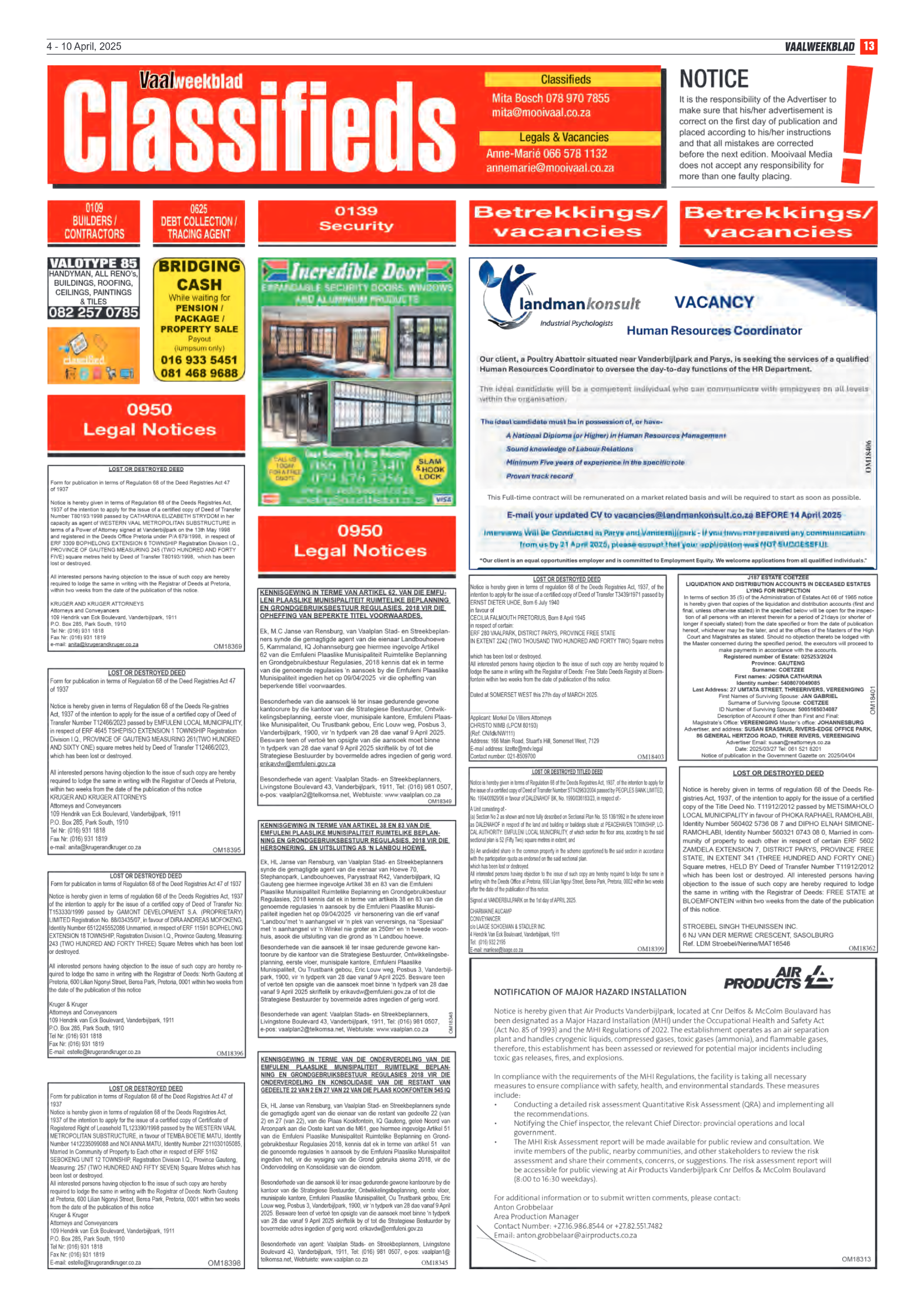 Vaalweekblad 4 – 10 April, 2025 page 13