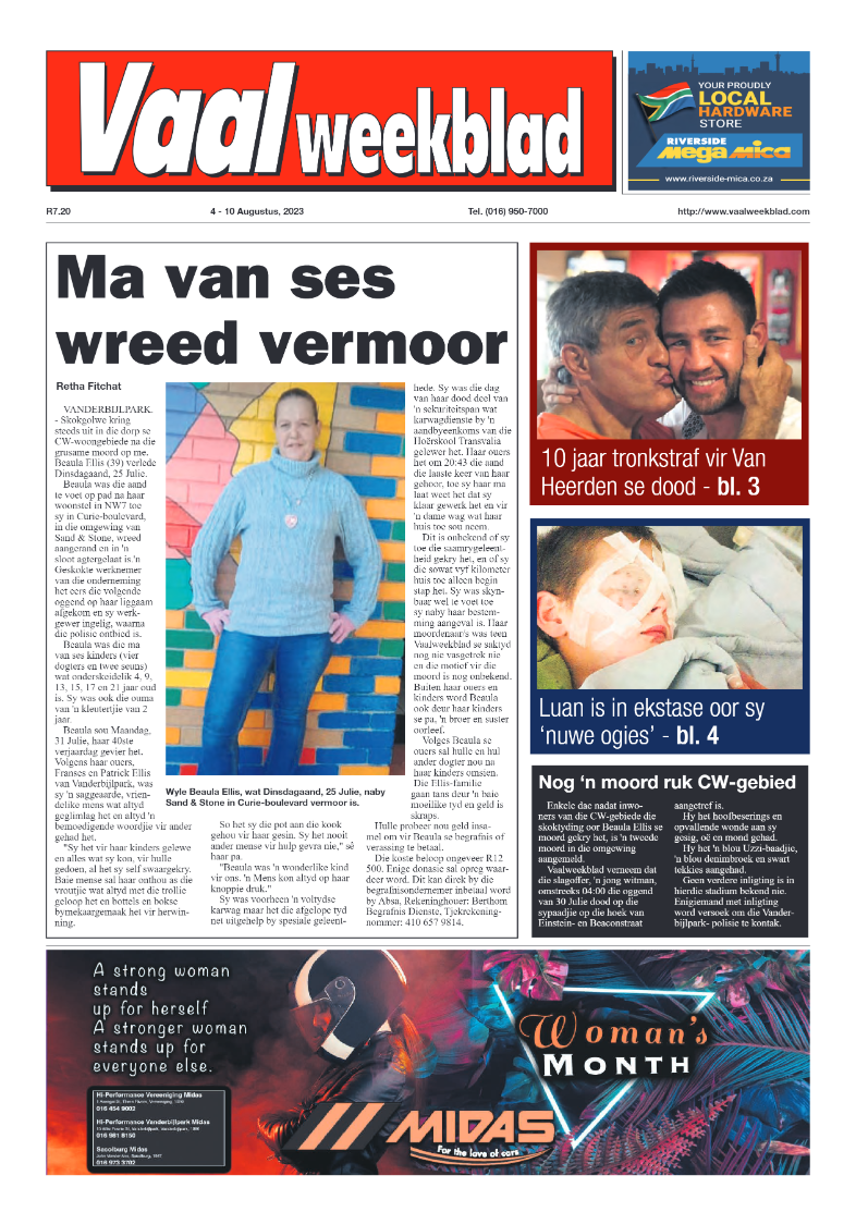 Vaalweekblad, 4 – 10 Augustus, 2023 page 1