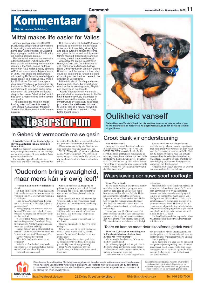 Vaalweekblad, 4 – 10 Augustus, 2023 page 11