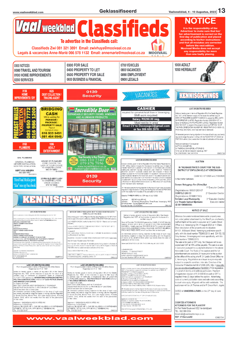Vaalweekblad, 4 – 10 Augustus, 2023 page 13