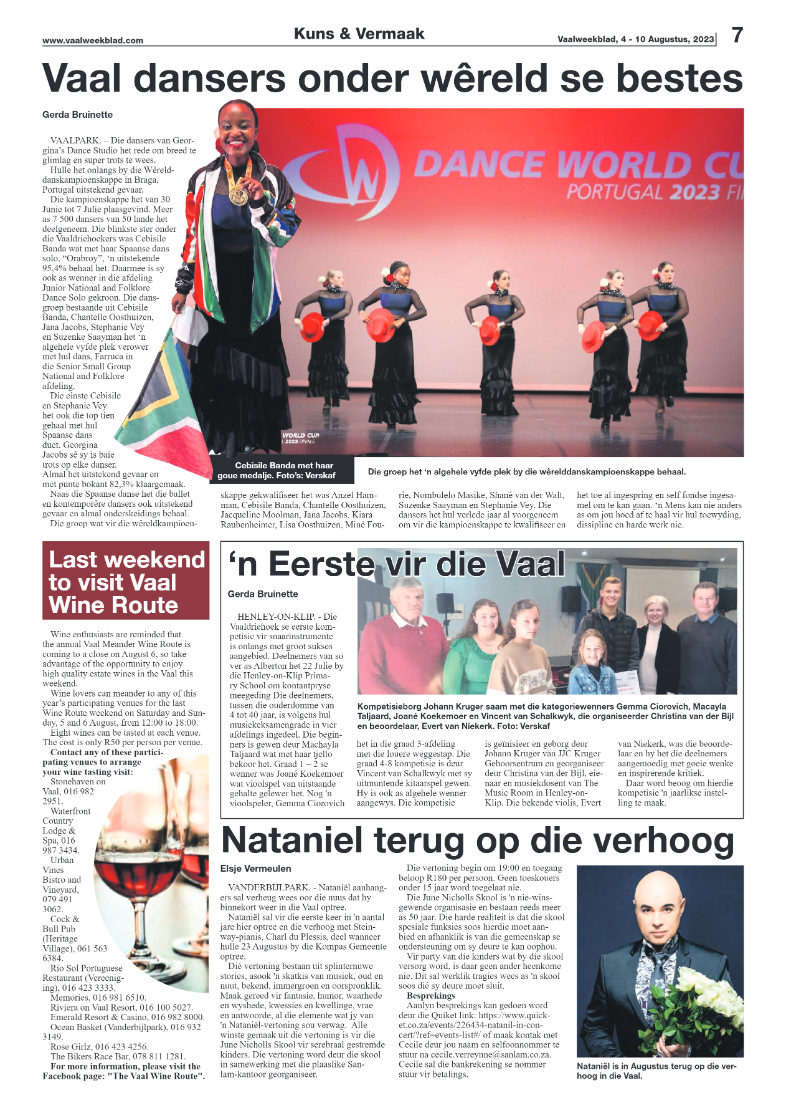 Vaalweekblad, 4 – 10 Augustus, 2023 page 7