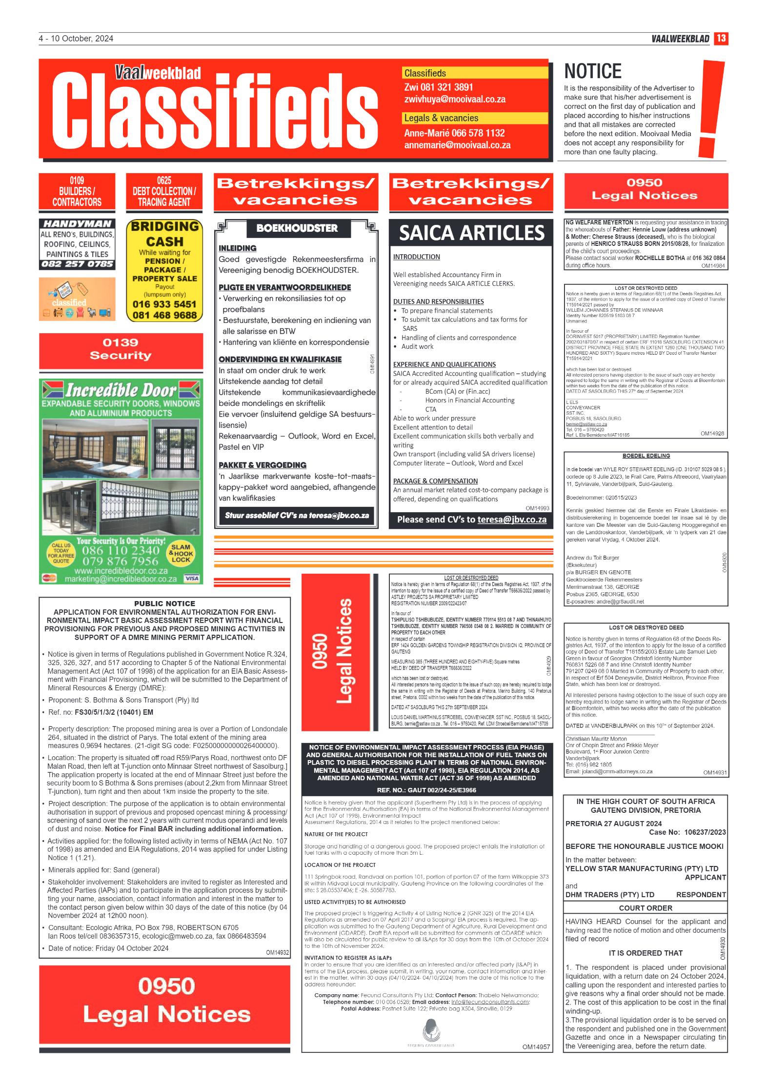 Vaalweekblad – 4 – 10 October, 2024 page 13