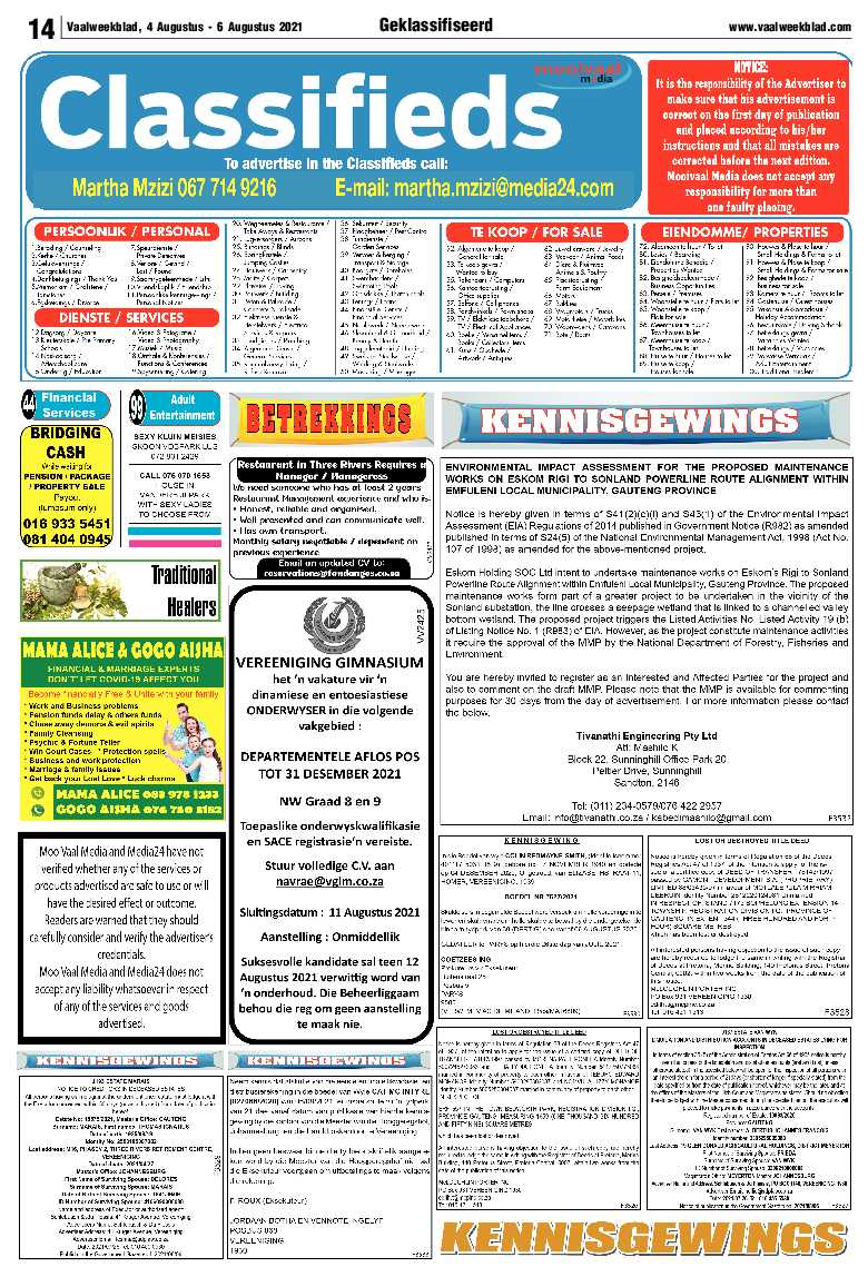 Vaalweekblad 4 Augustus – 6 Augustus 2021 page 13