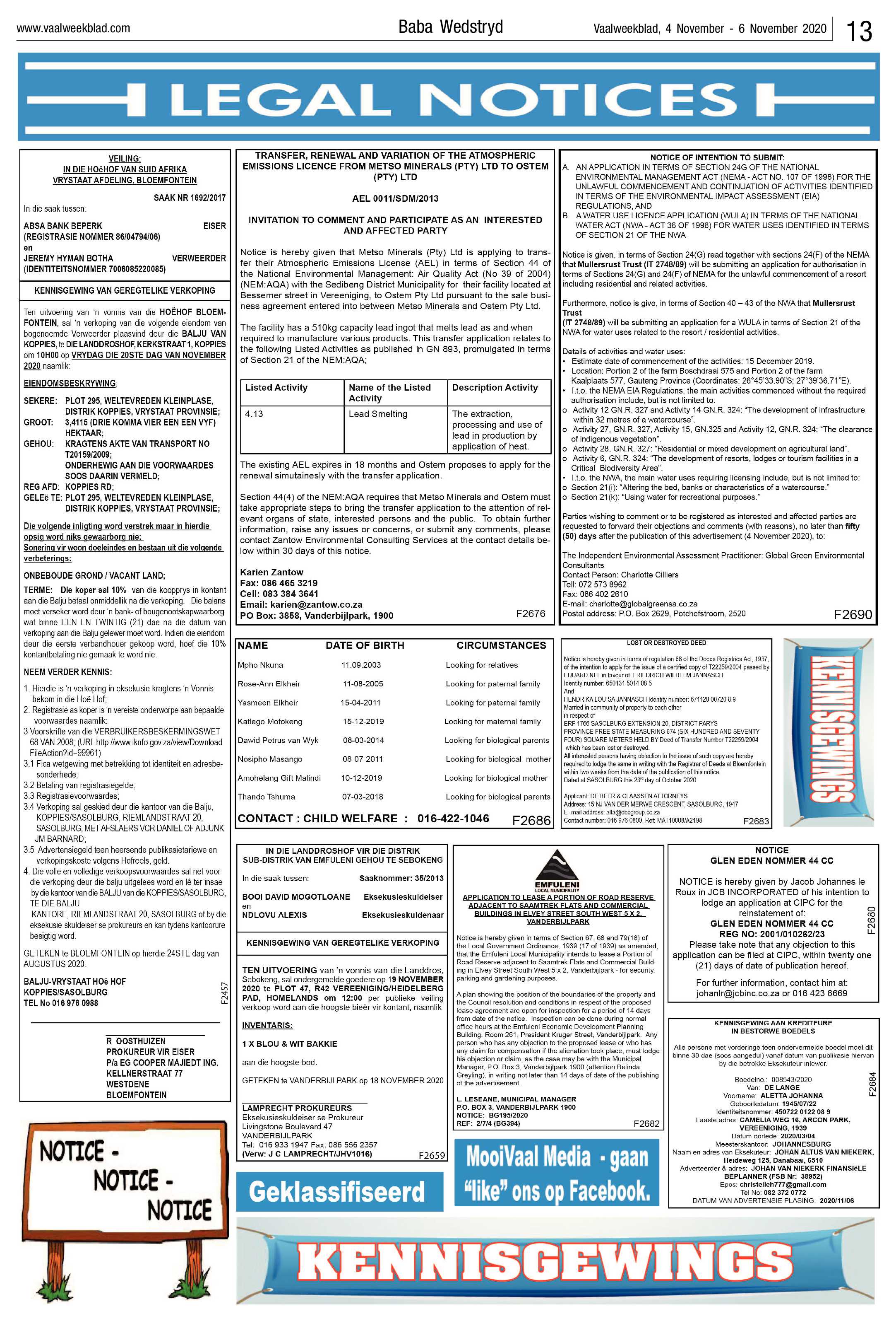 Vaalweekblad 4 November – 6 November 2020 page 13