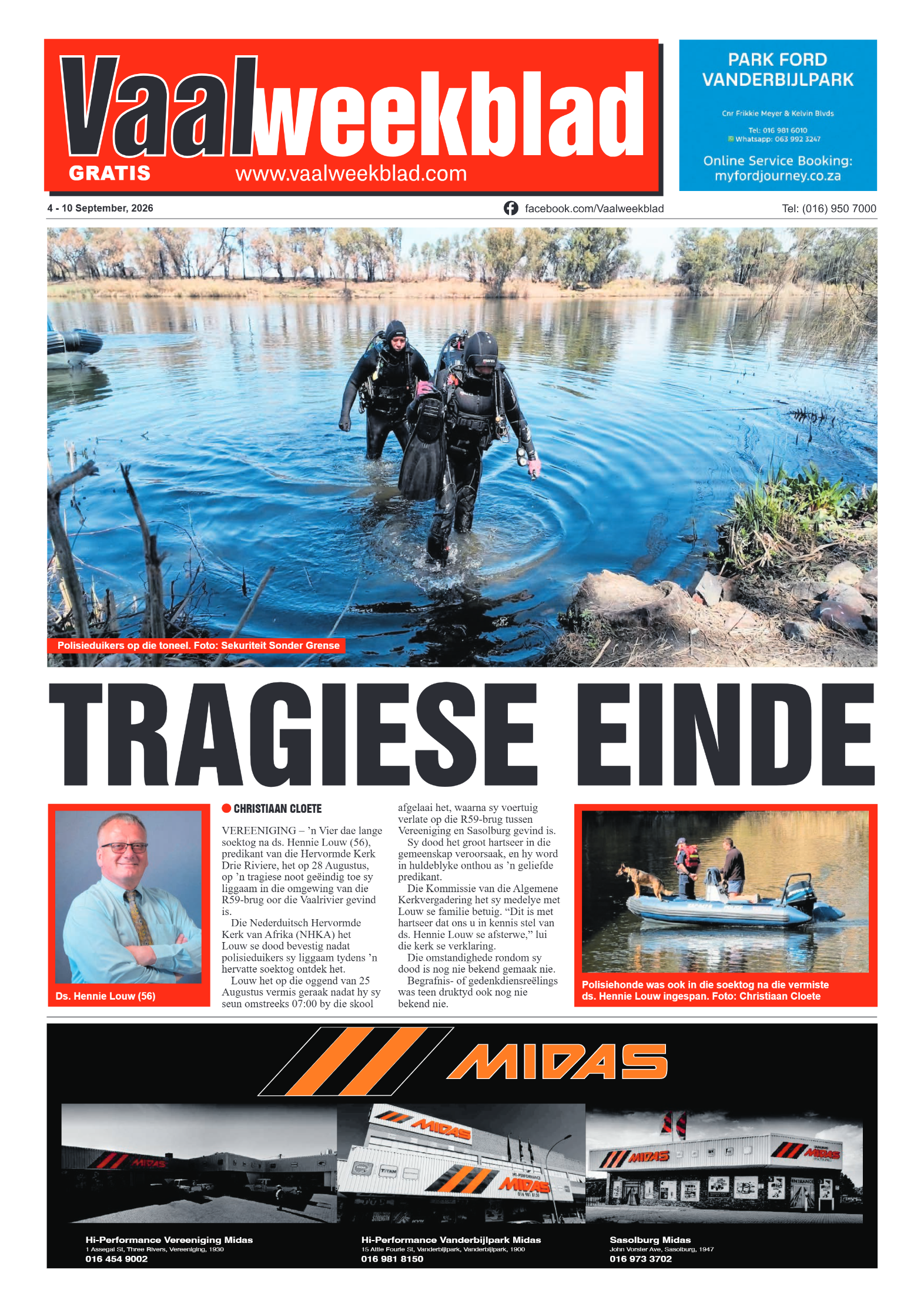 Vaalweekblad – 4 September 2026 page 1