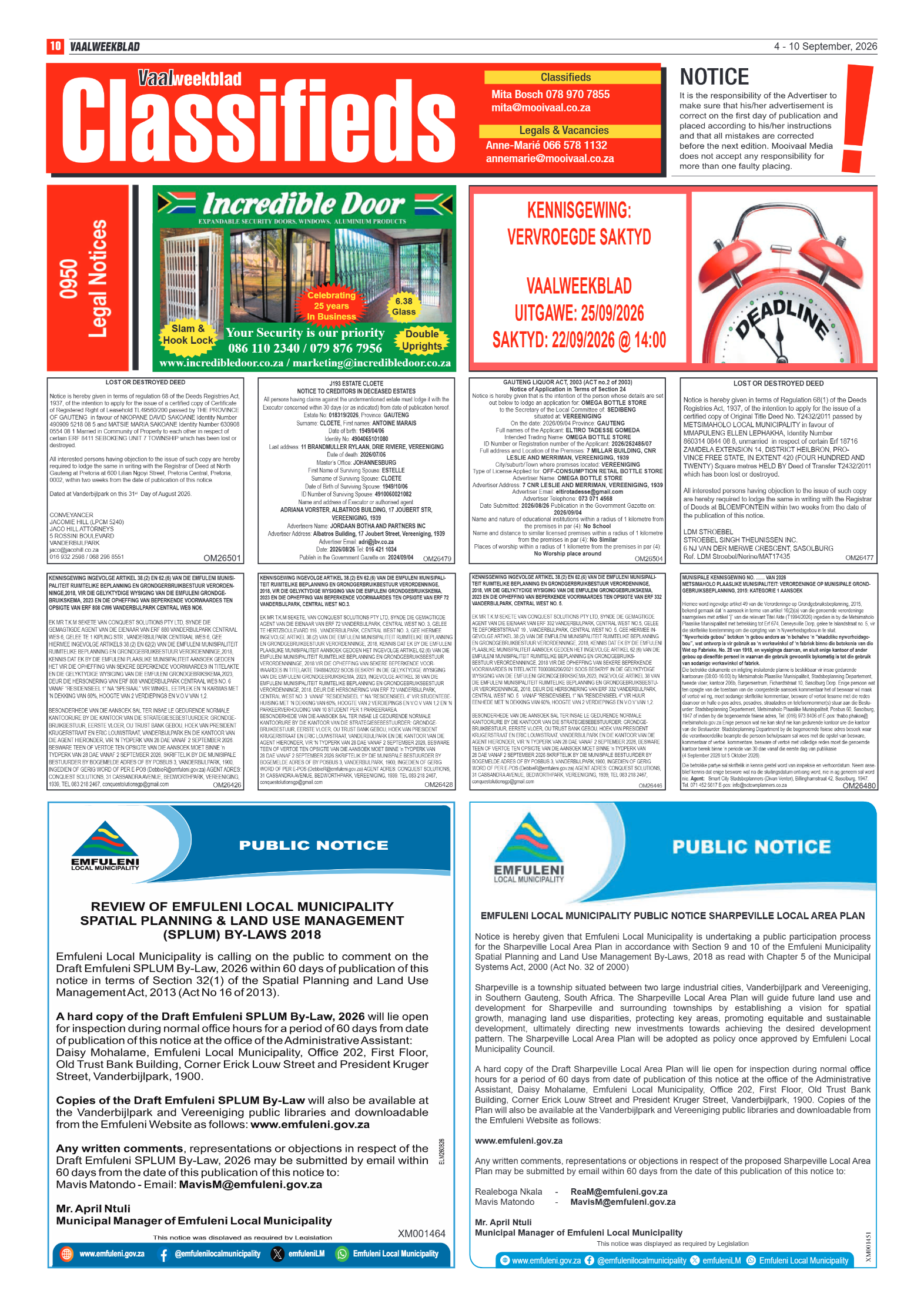 Vaalweekblad – 4 September 2026 page 10