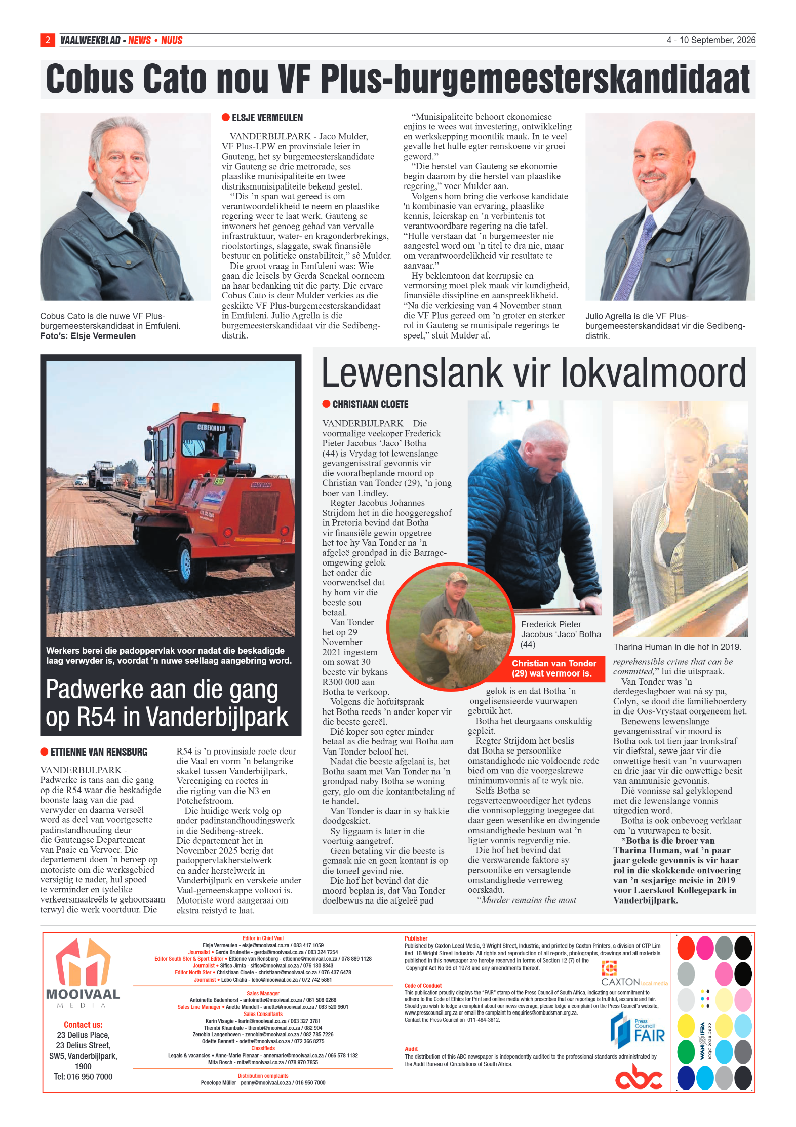 Vaalweekblad – 4 September 2026 page 2