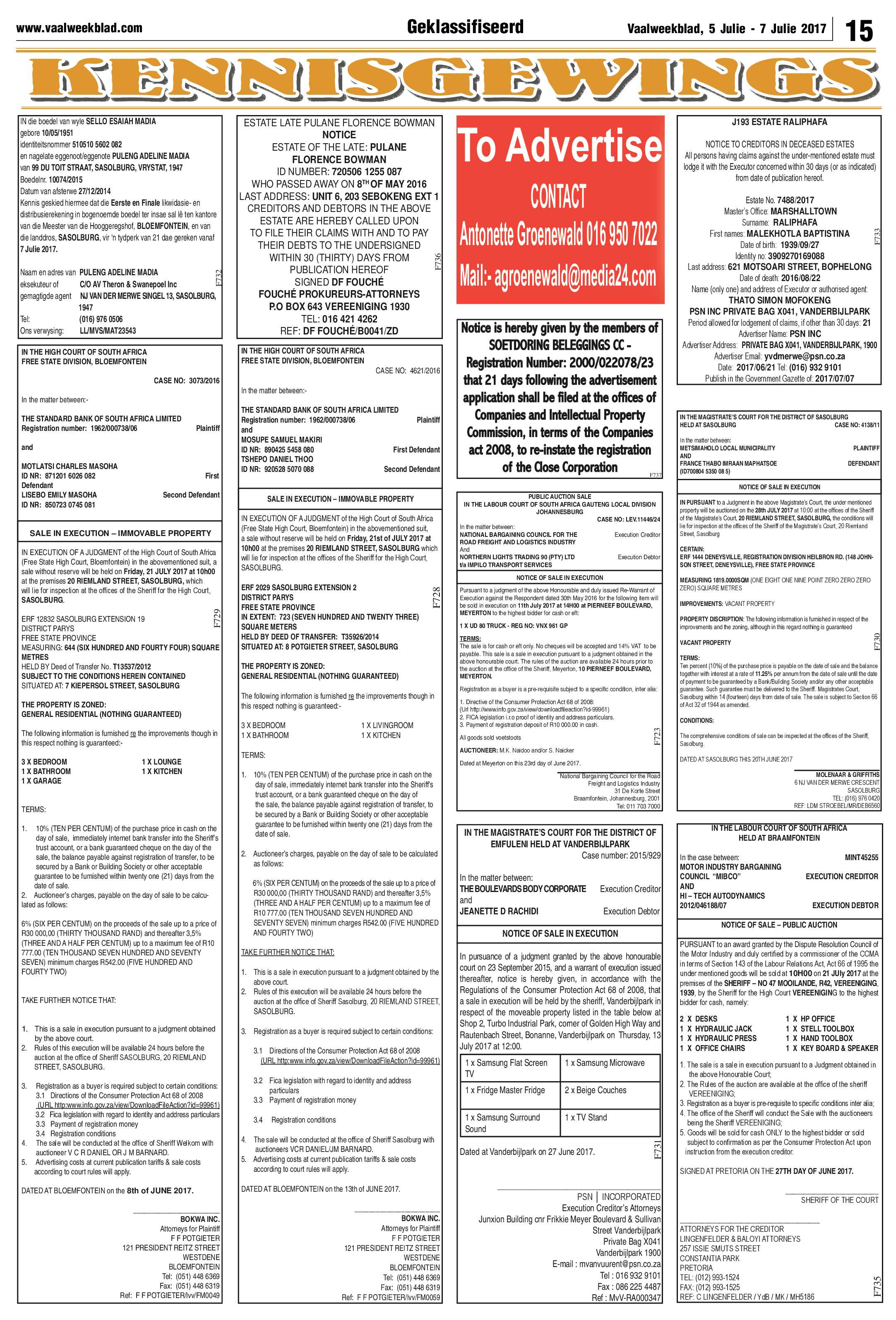 Vaalweekblad 5 – 7 Julie 2017 page 15