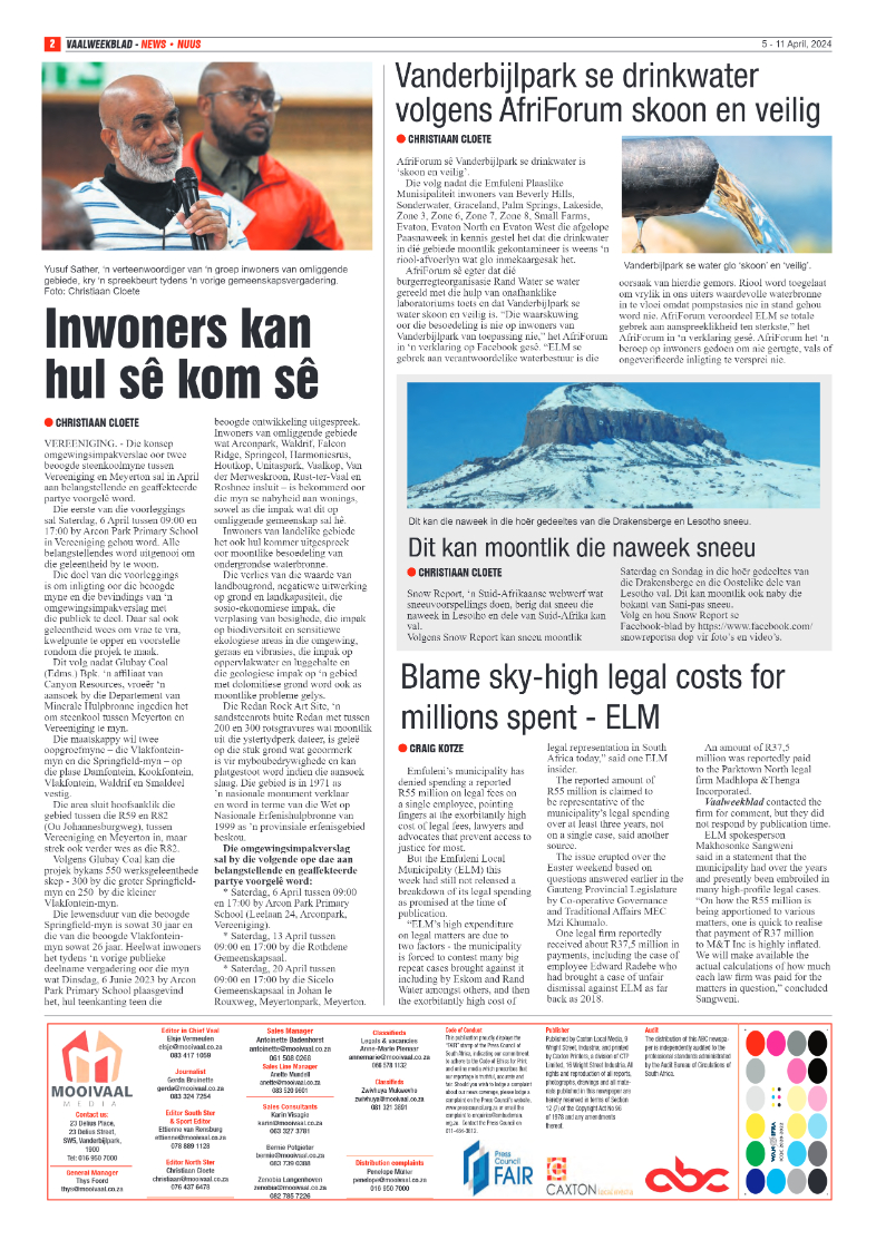 Vaalweekblad 5 – 11 April, 2024 page 2