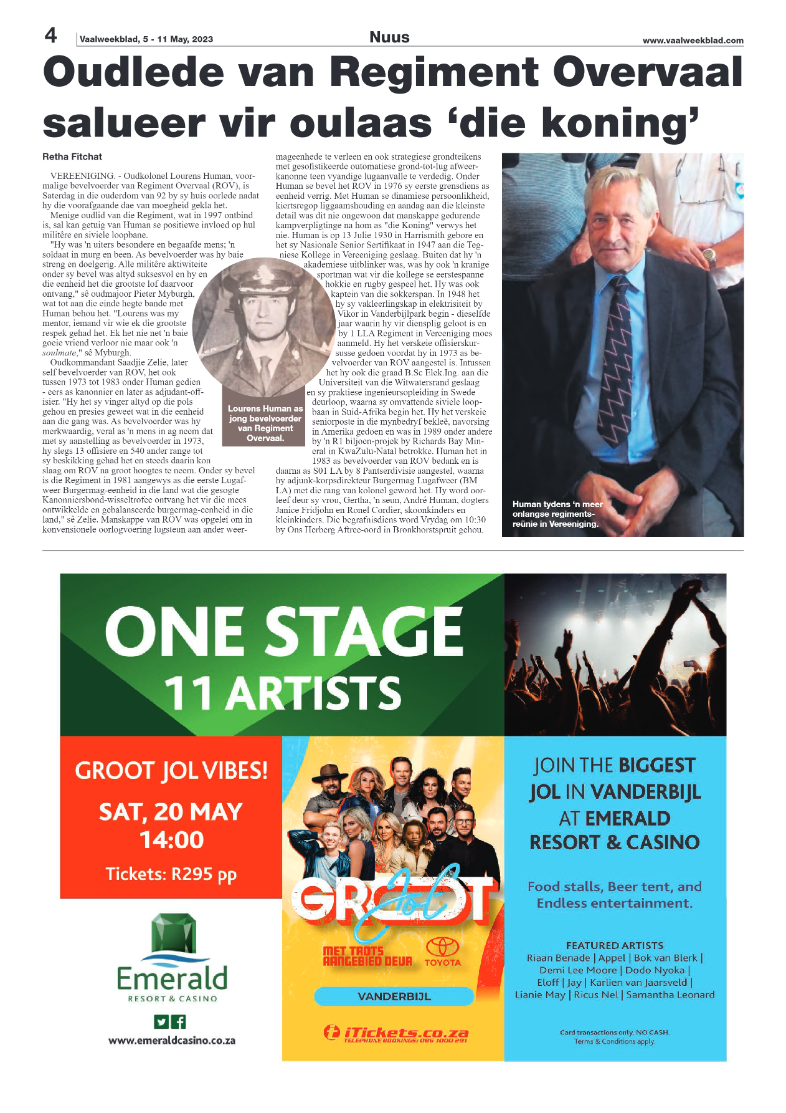 Vaalweekblad, 5 – 11 May, 2023 page 4