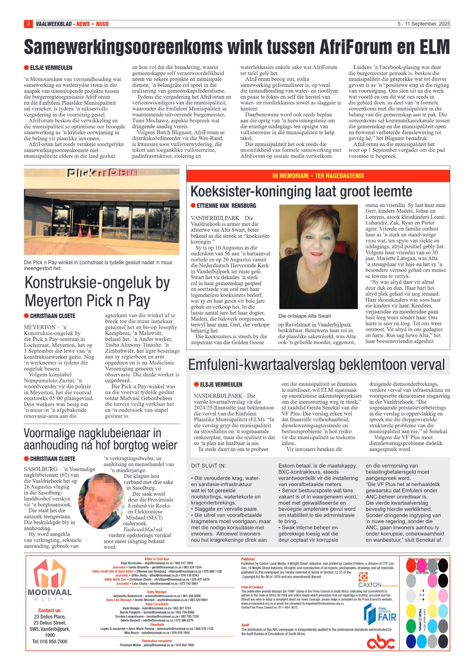 Vaalweekblad 5 – 11 September, 2025 page 2