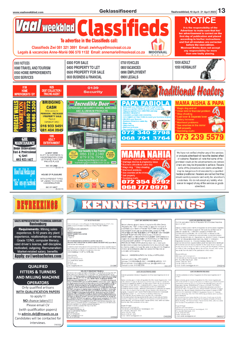 Vaalweekblad, 5 April- 7 April 2023 page 13