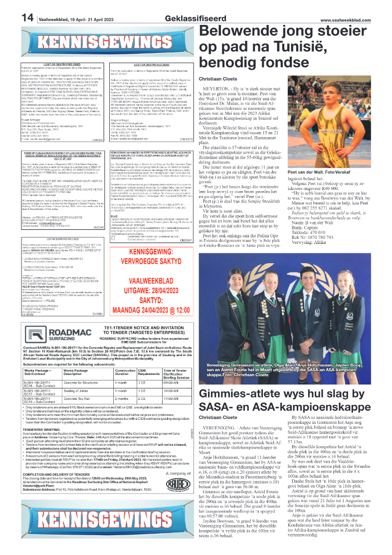 Vaalweekblad, 5 April- 7 April 2023 page 14