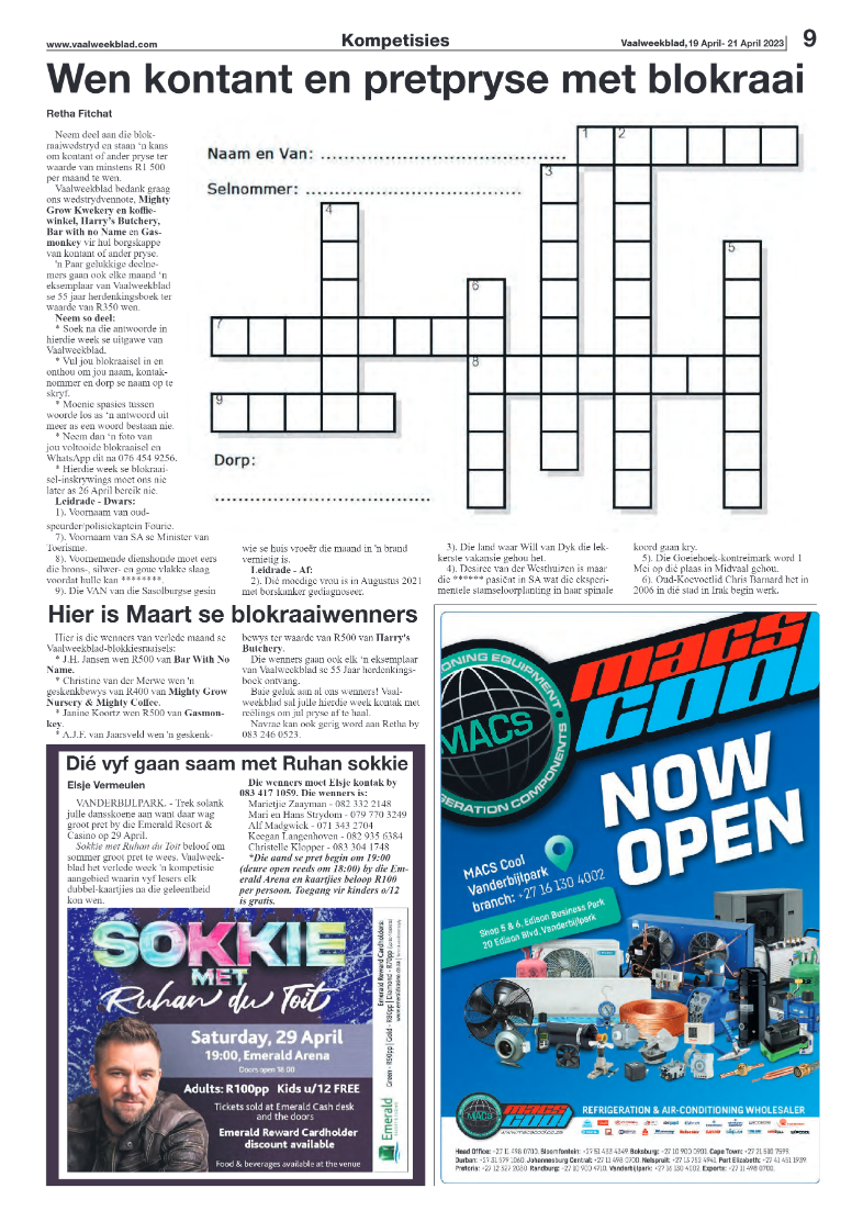 Vaalweekblad, 5 April- 7 April 2023 page 9