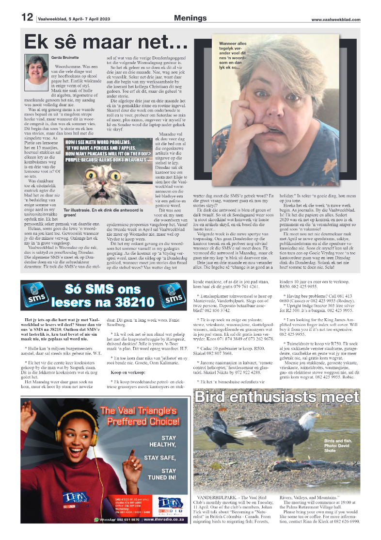 Vaalweekblad, 5 April- 7 April 2023 page 12