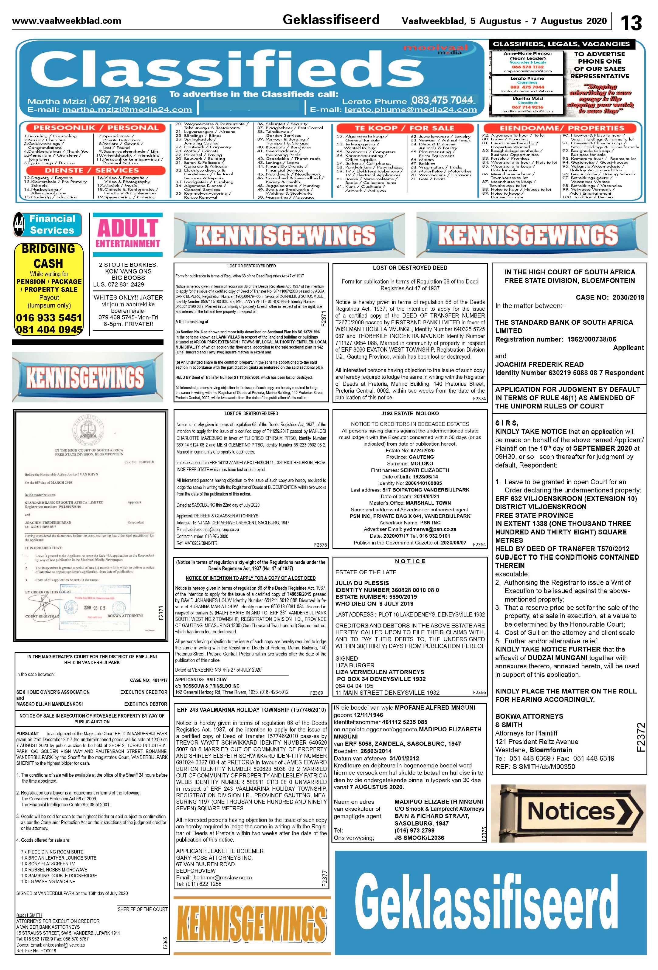 Vaalweekblad 5 Augustus – 7 Augustus 2020 page 13