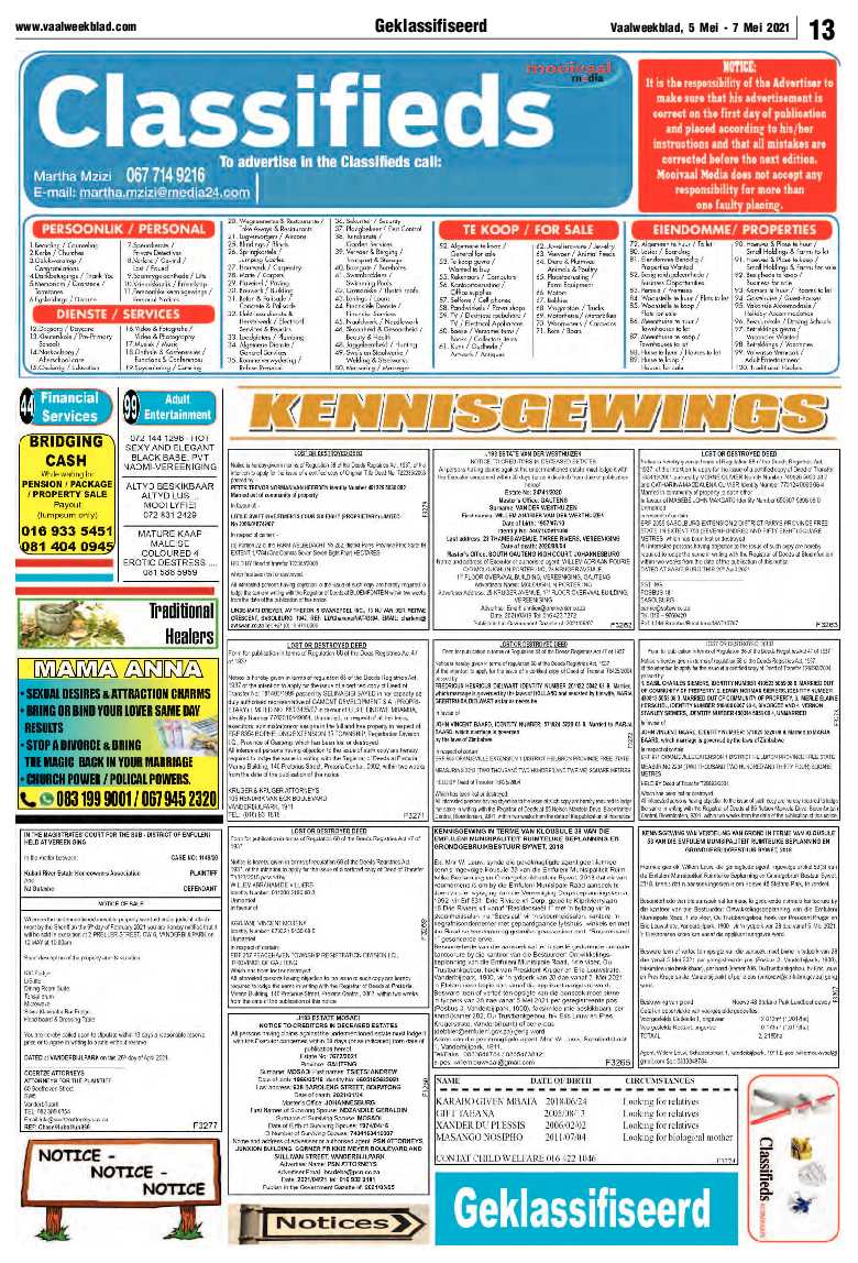 Vaalweekblad, 5 Mei – 7 Mei 2021 page 13
