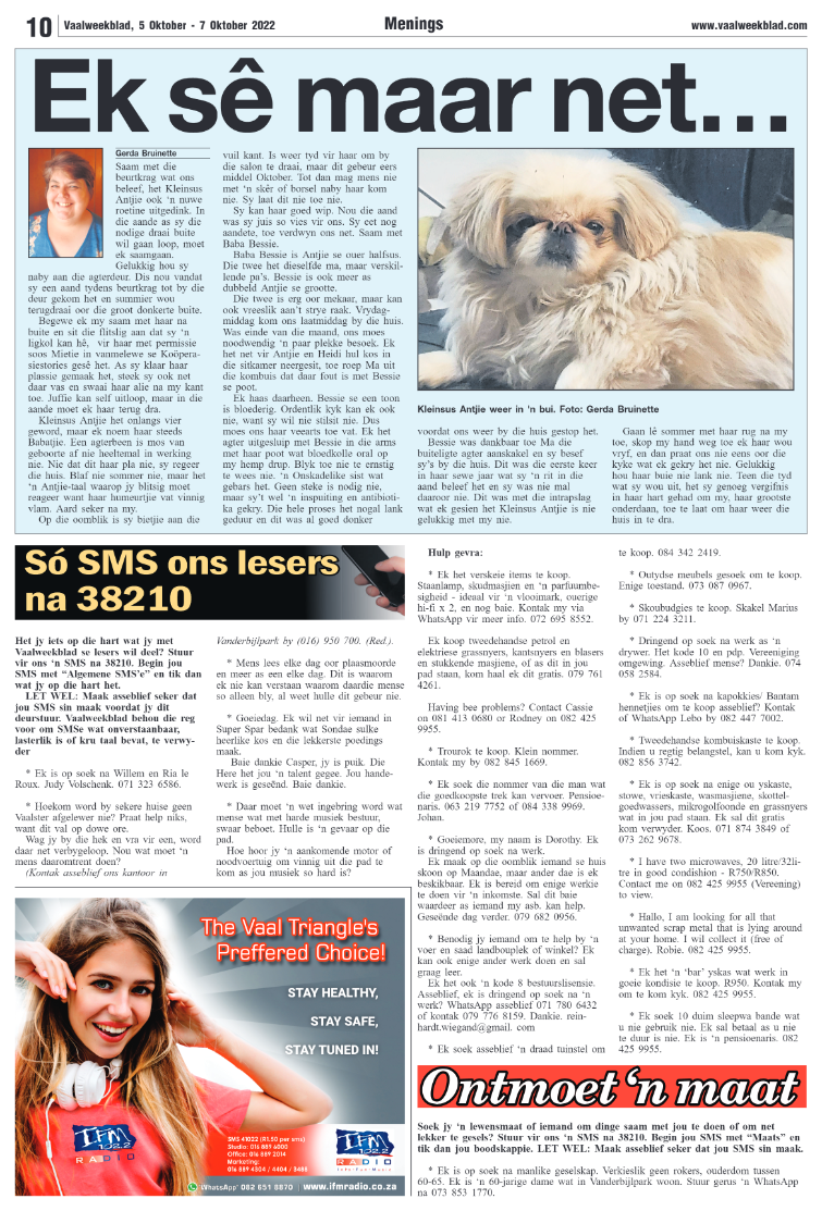 Vaalweekblad, 5 Oktober – 7 Oktober 2022 page 10