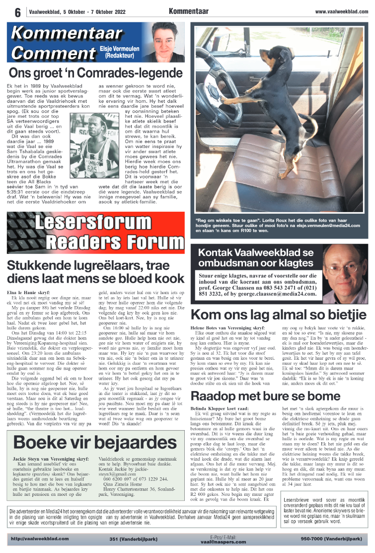Vaalweekblad, 5 Oktober – 7 Oktober 2022 page 6