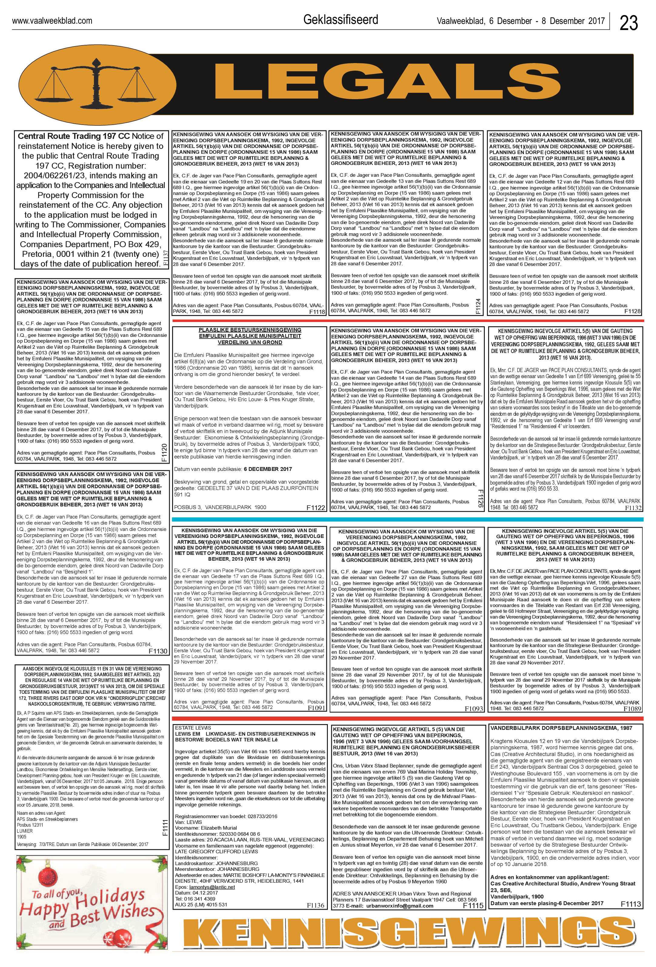 Vaalweekblad 6 – 8 Desember 2017 page 23