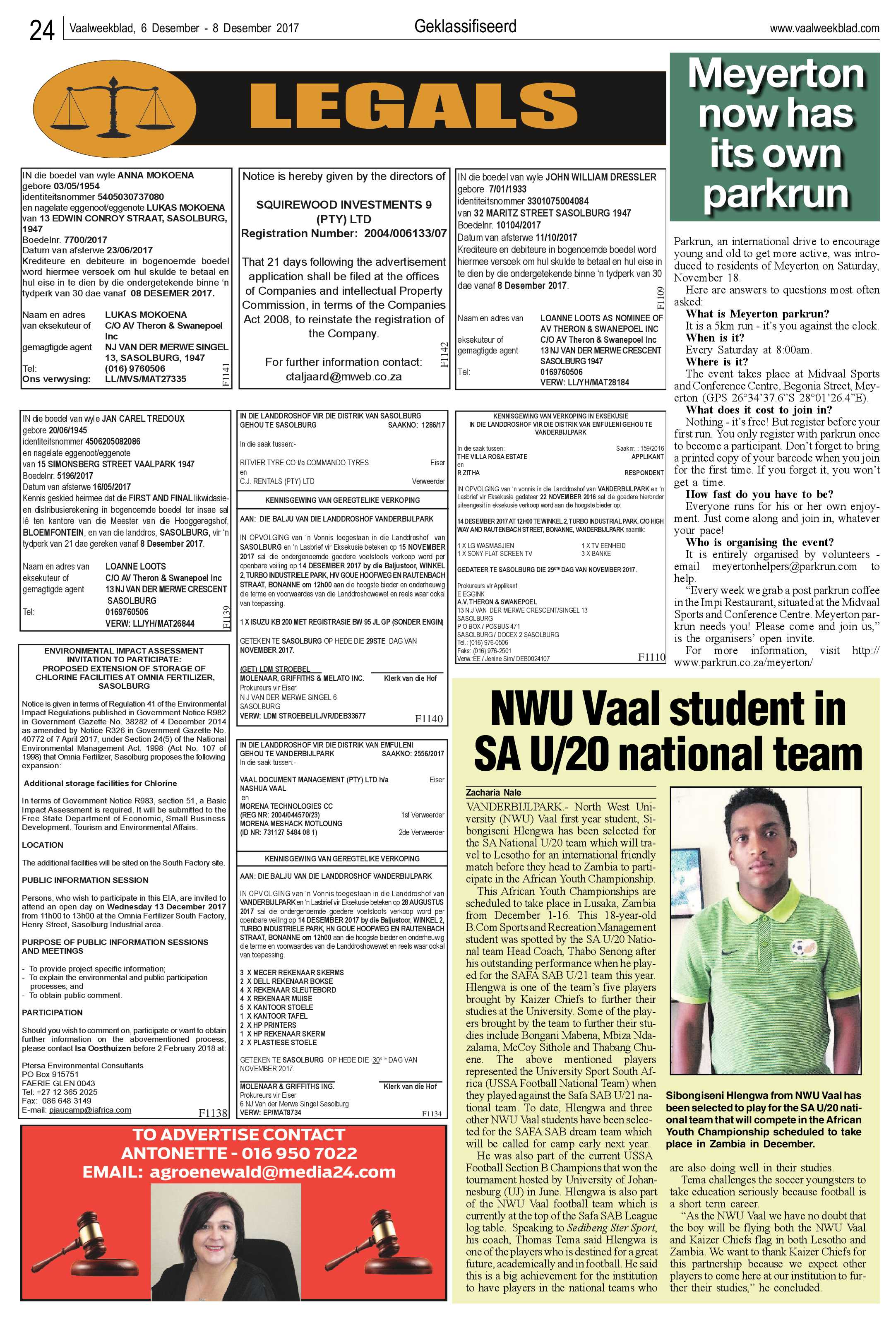 Vaalweekblad 6 – 8 Desember 2017 page 24