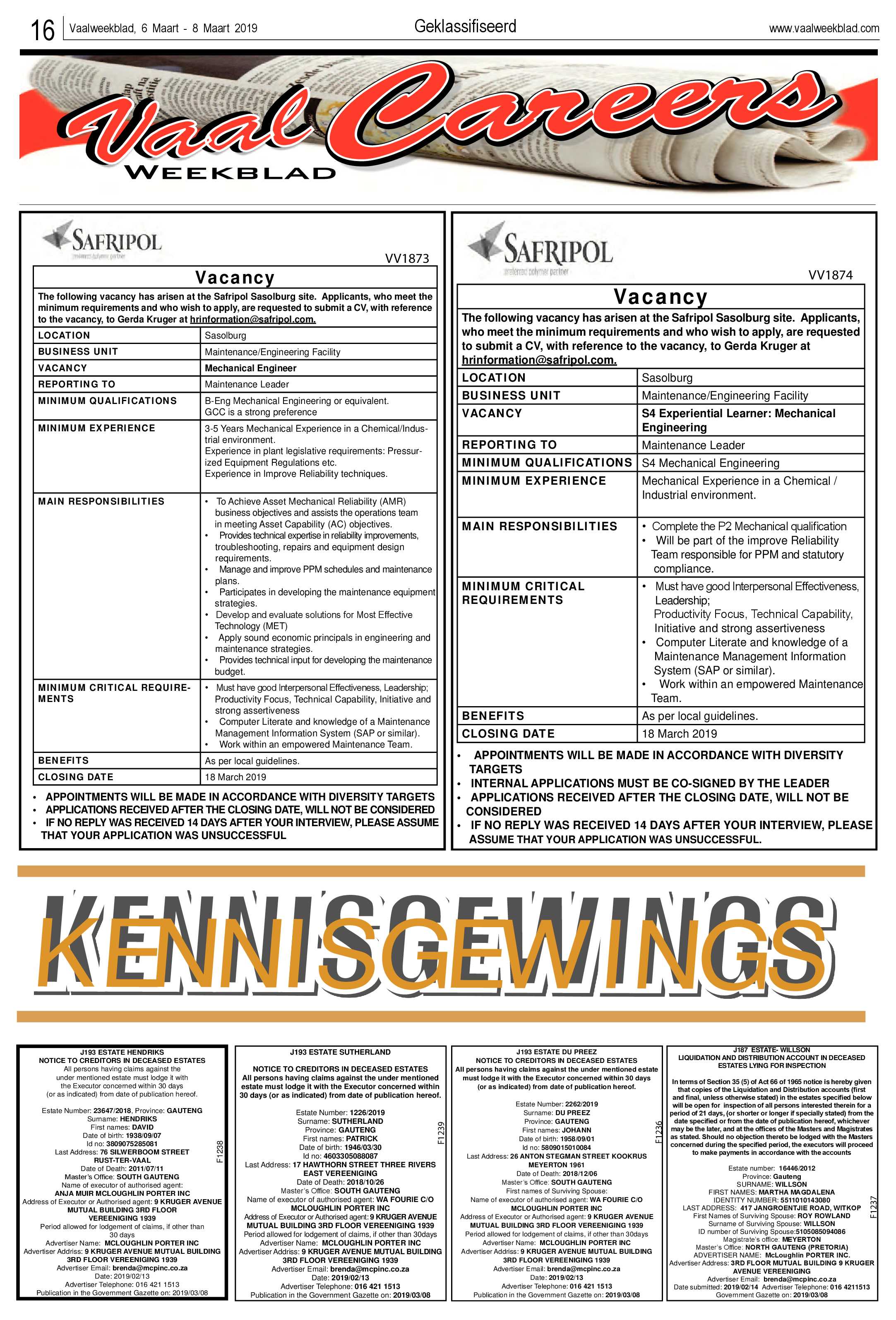 Vaalweekblad 6 – 8 Maart 2019 page 16