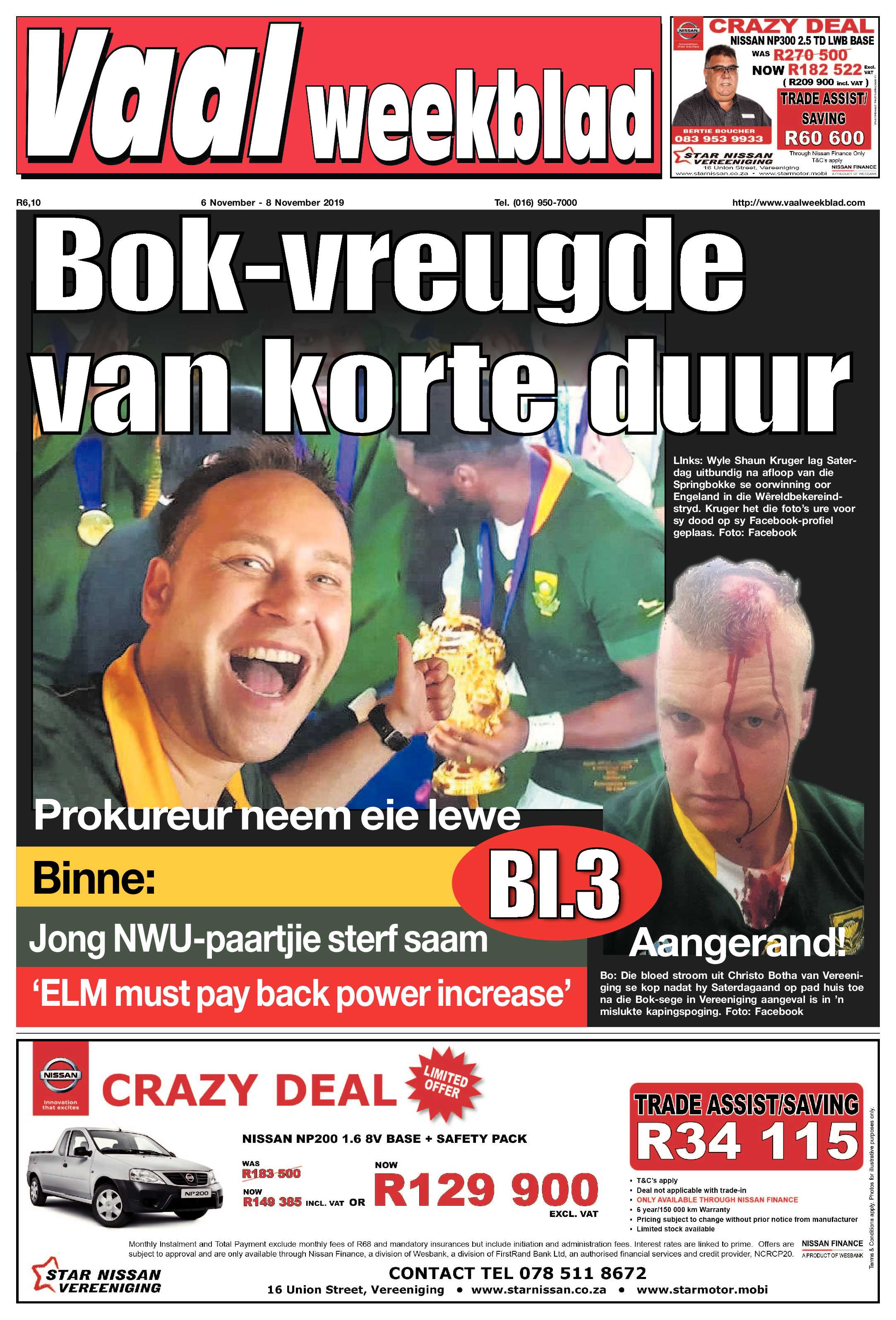 Vaalweekblad 6 – 8 November 2019 page 1