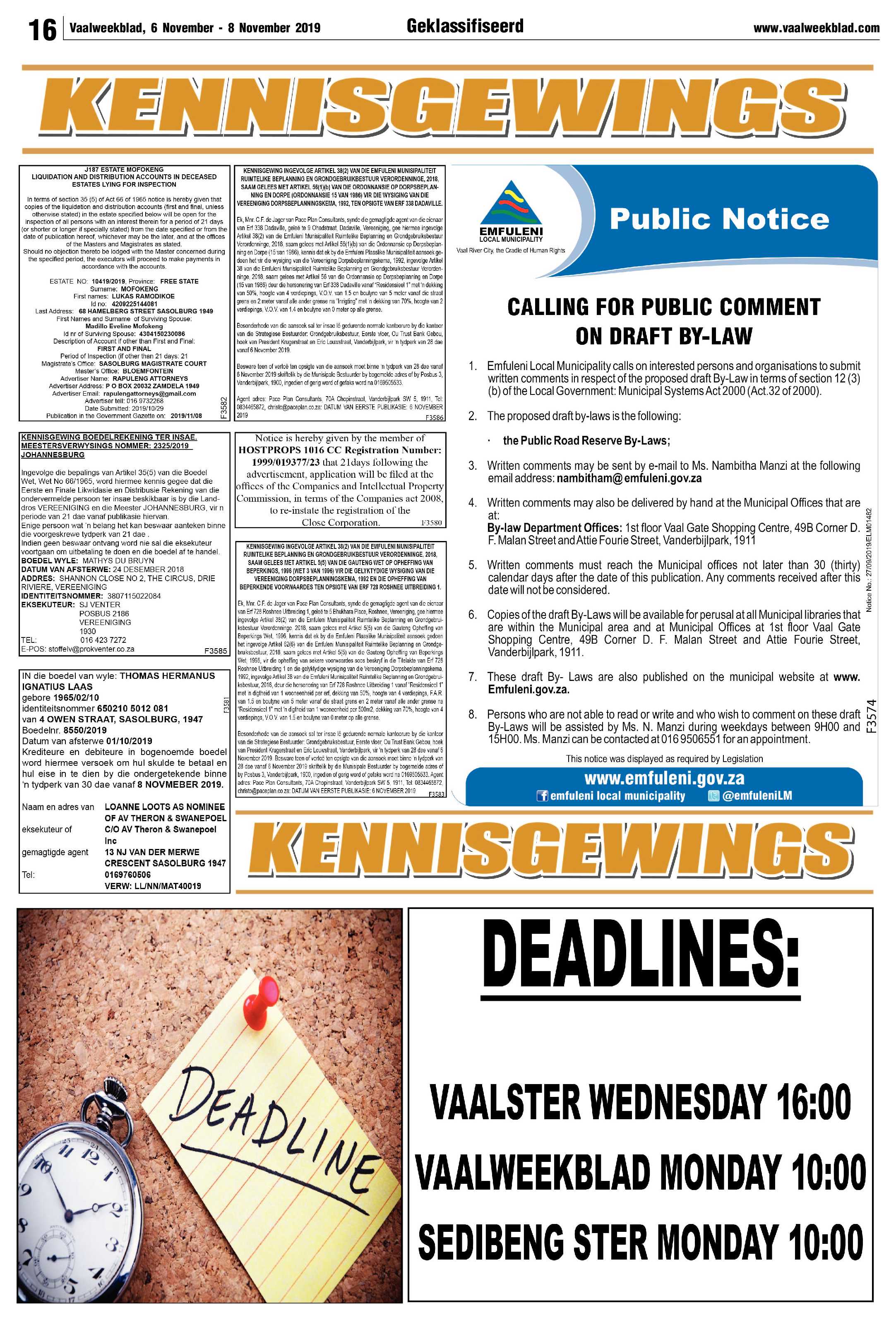 Vaalweekblad 6 – 8 November 2019 page 16