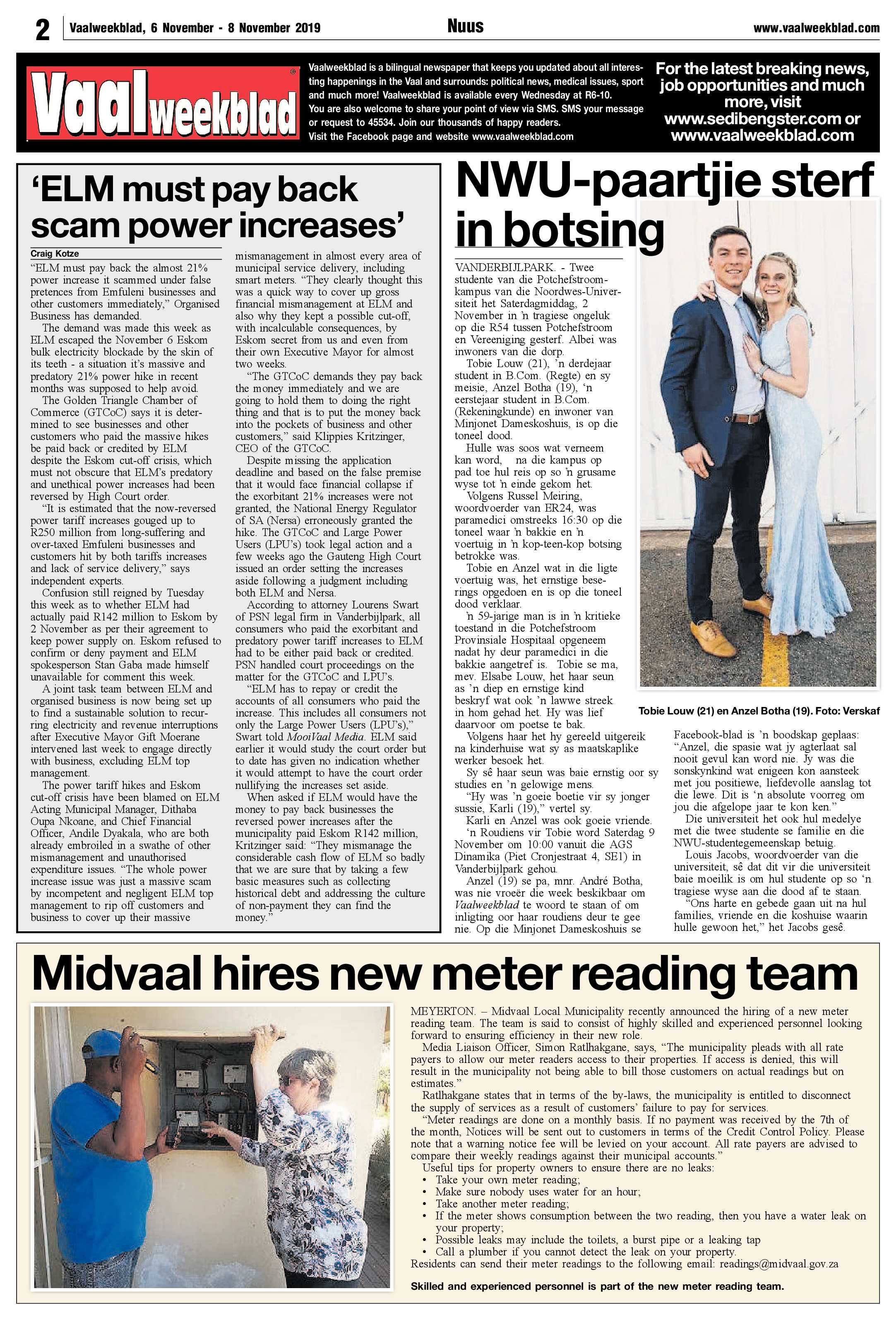 Vaalweekblad 6 – 8 November 2019 page 2
