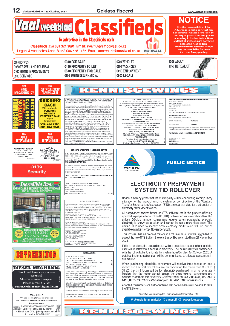 Vaalweekblad, 6 – 12 Oktober, 2023 page 12