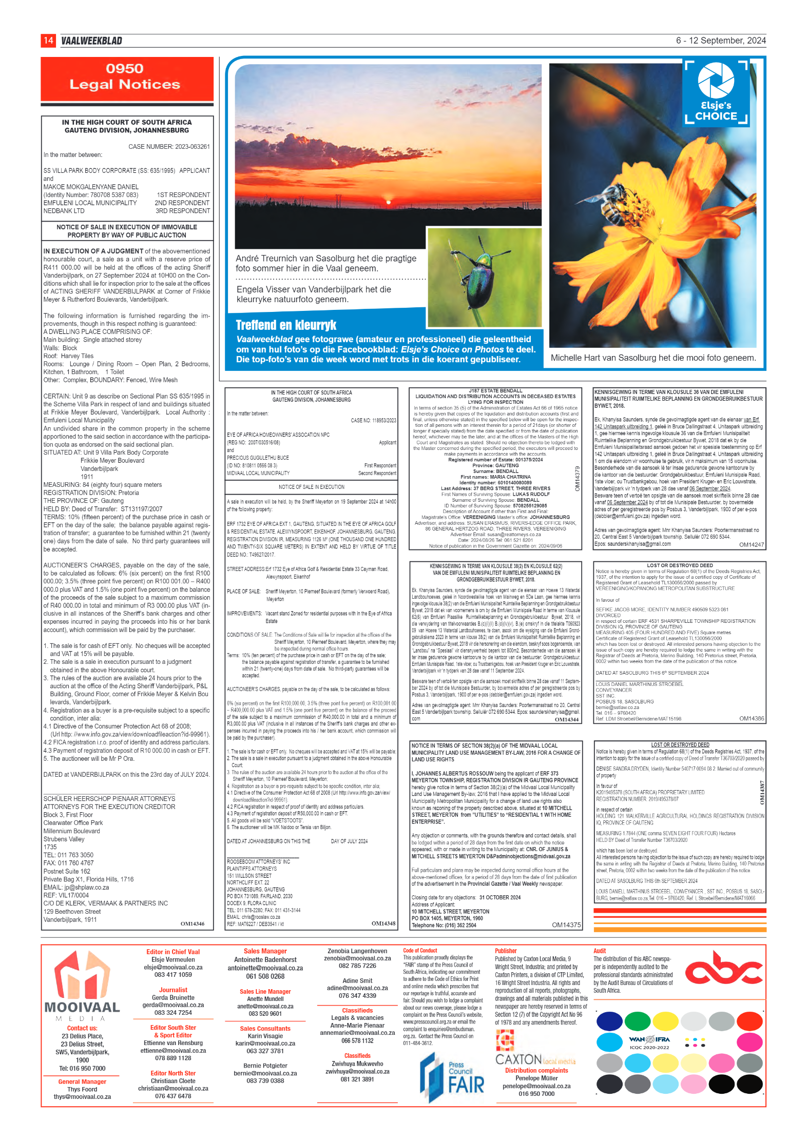Vaalweekblad 6 – 12 September, 2024 page 14